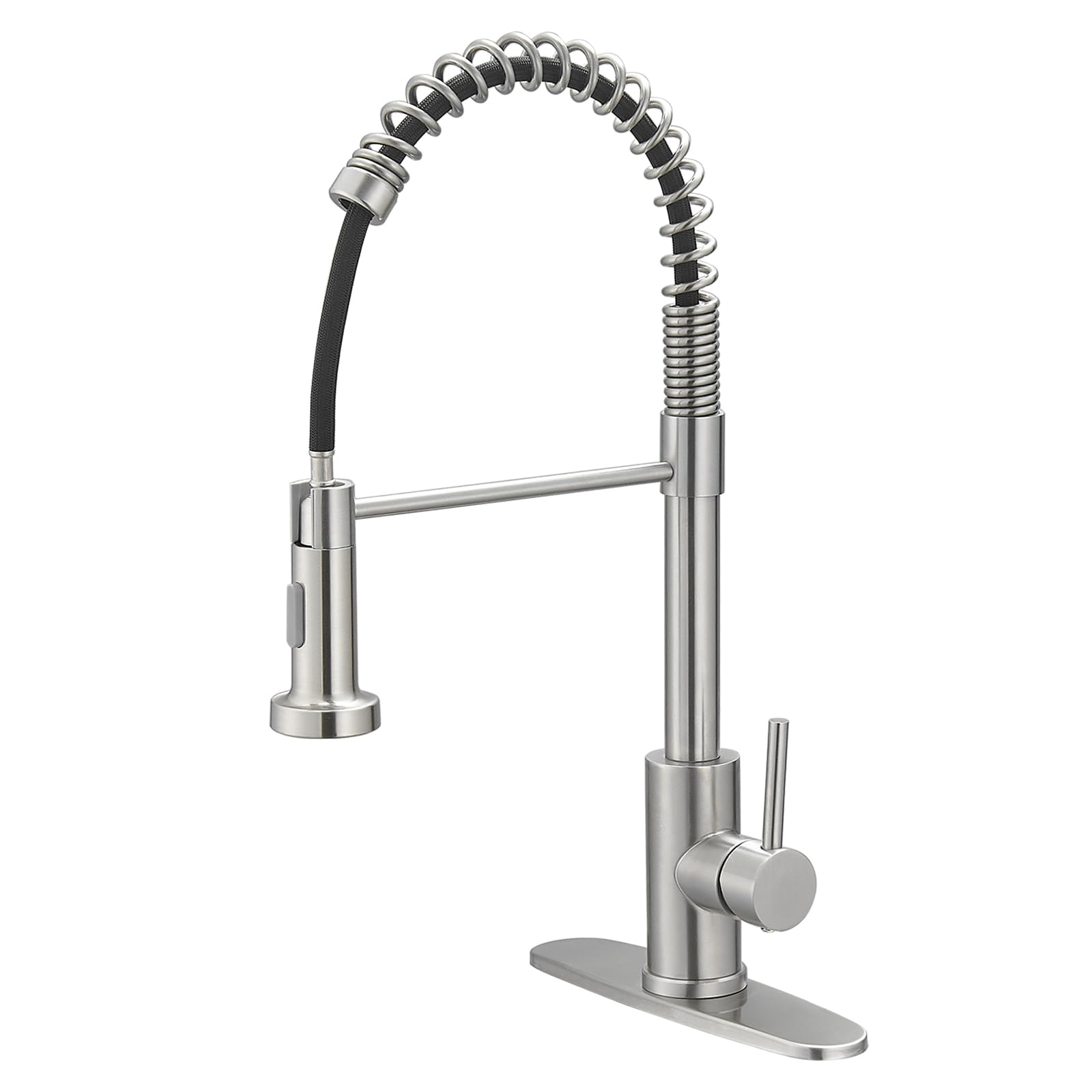 Voton Kitchen Faucets With Pull Down Sprayer, Modern Brushed Nickel High Arc Spring Farmhouse Sink Faucet With Dual Function Sprayer Faucet For Bar Rv Kitchen Laundry Utility