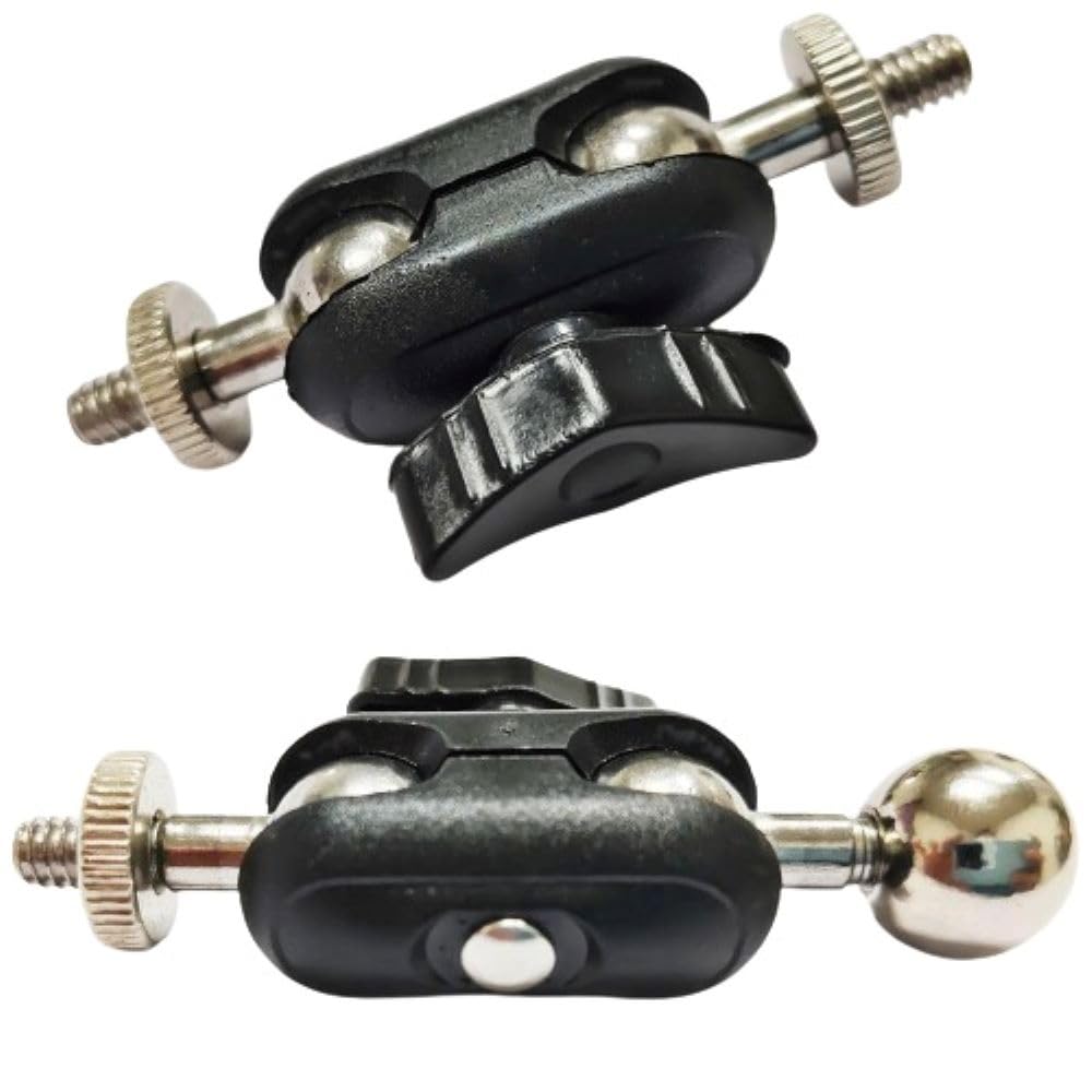 Thtrht 2 Pack Super Clamp Mount Arm Replacement Support Dual Head 17Mm Ball Joint + 1/4'' Screw Heavy Duty Connector For Gopro Camera Trail Cam Tripod Phone Holder Webcam Motorcycle Light Stand