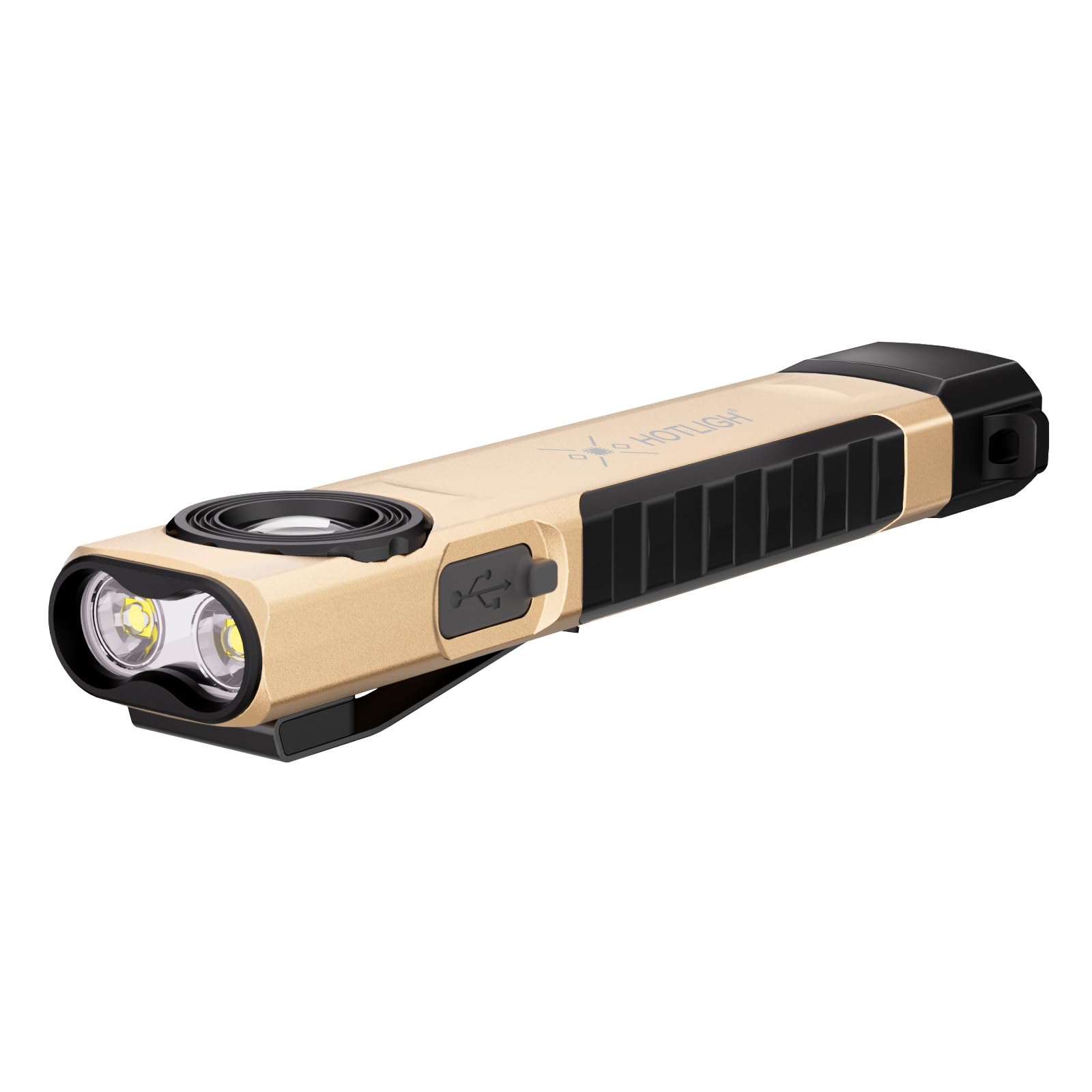 Hotligh Rechargeable Flashlight Magnetic - 700 Lumens Led Flashlight With Clip Design, Flat Flashlight For Car Repairing/Camping/Emergency