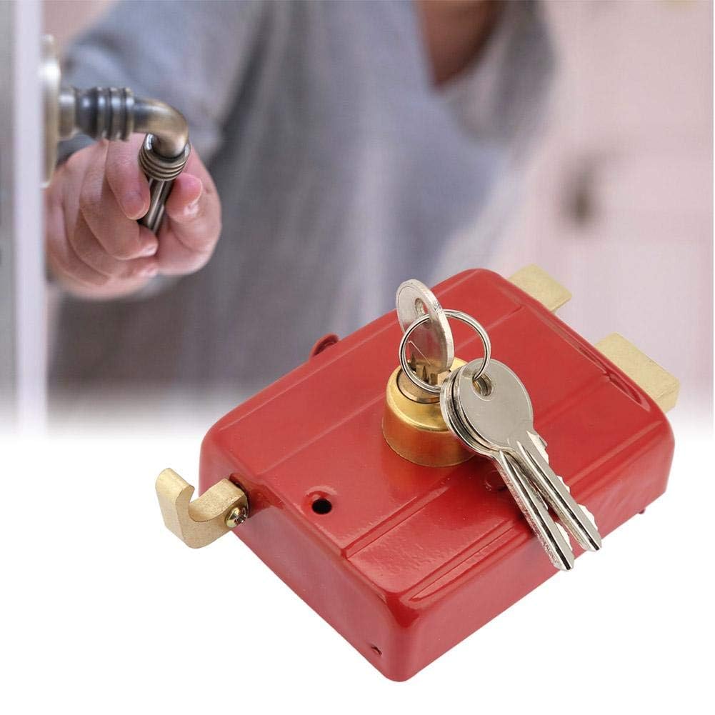 Cytgouper Anti-Theft Vertical Hinged Doors With Easy To Install, Metal Deadbolt Rim Lock, Red Security Lock With Keys For Ront Door& Home Safety