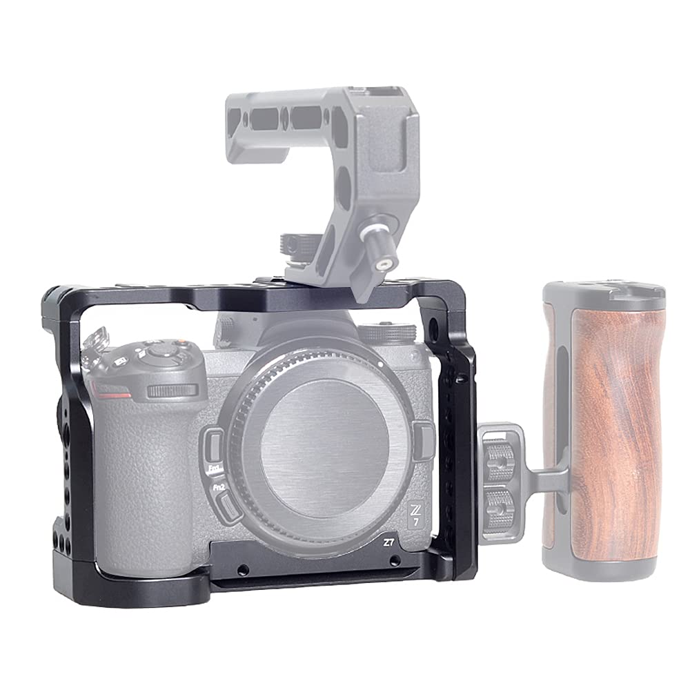 Focusfoto Camera Cage Video Filmmaking Stabilizer Rig Aluminium Alloy Extension Frame With Cold Shoe And 1/4" 3/8" Screw Mouting For Nikon Z5/Z6/Z7/Z6Ii/Z7Ii Camera
