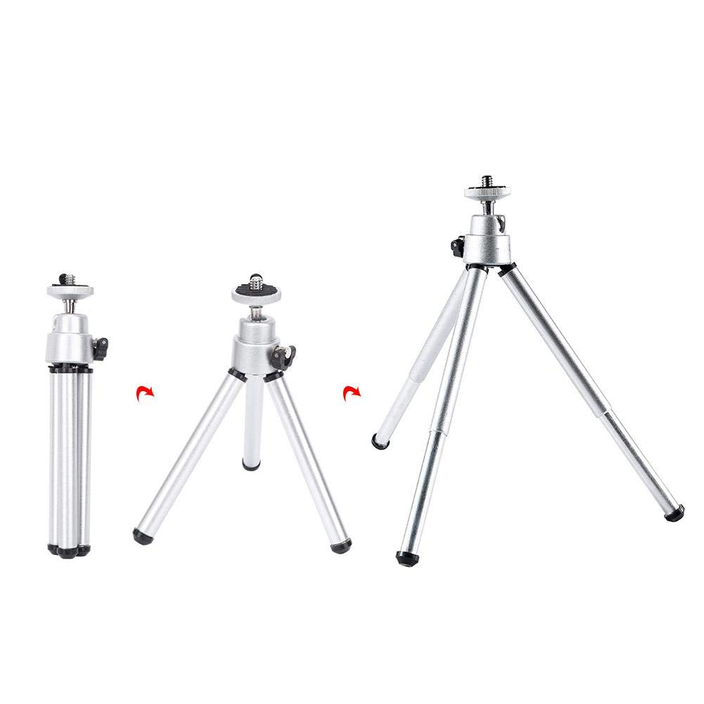 Alomejor 3Pcs Telescope Tripod Aluminium Alloy Silver Stoving Varnish Lightweight Mini Foldable Pocket Telescope Tripod