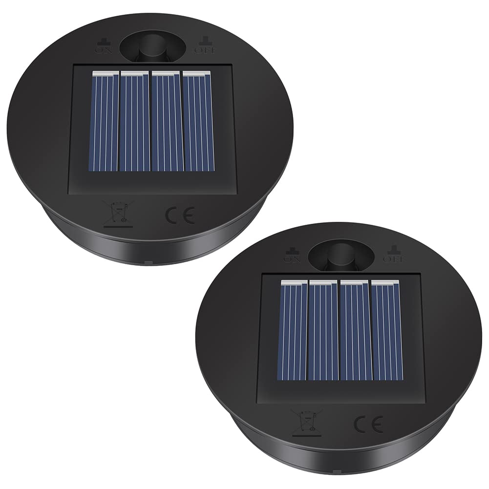 Yzerel 2 Pack Solar Lights Replacement Top - 7 Lumens Led Solar Panel Lantern Lid Lights , Lantern Light Replacement , Outdoor Solar Replacement Parts , Garden Patio Decor Light Up Your Space (2.76In)