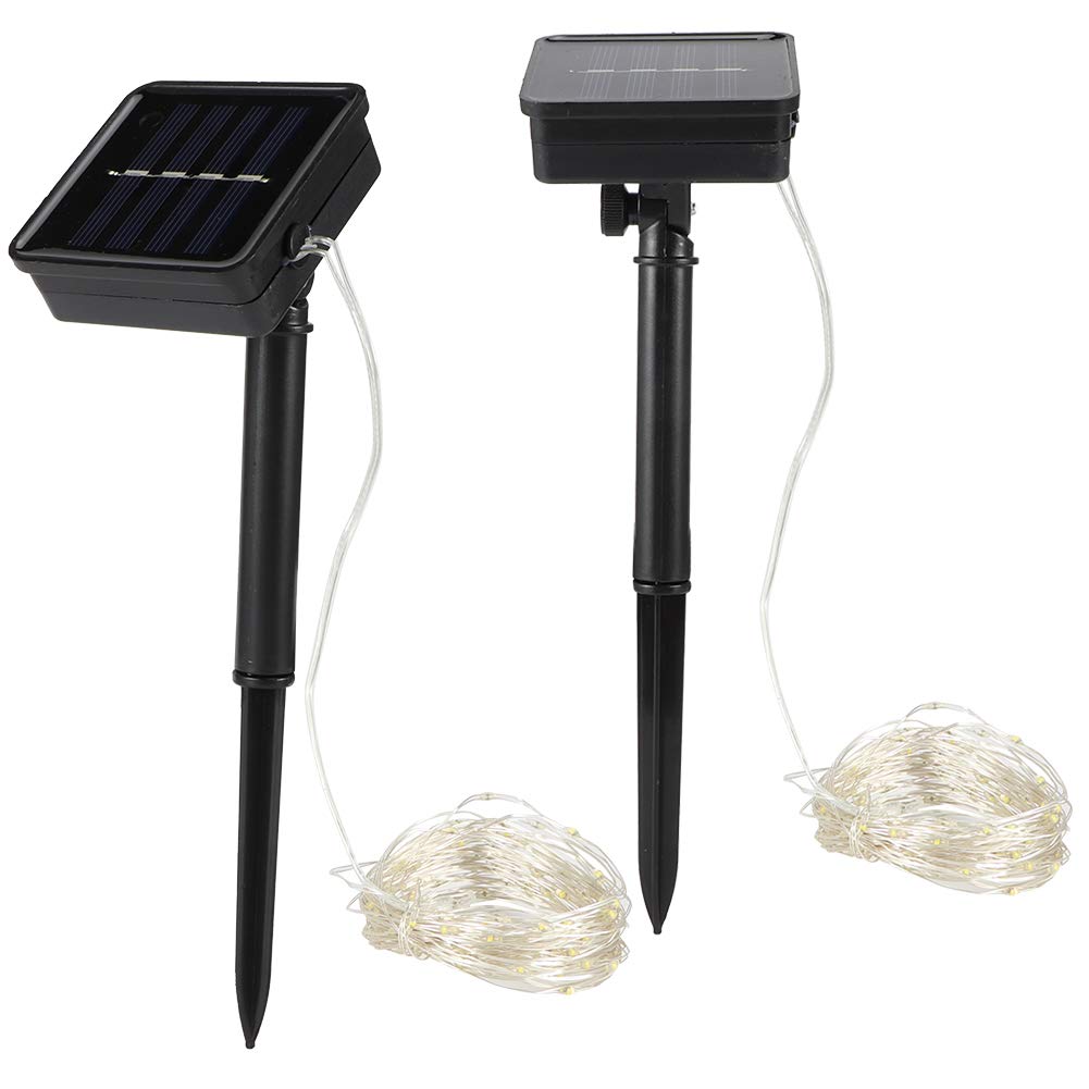 Walfront 32.8Ft 100Led Solar Copper Wire String Light 8 Modes Garden Decoration Decorative Fairy Warm Lights, Solar Light