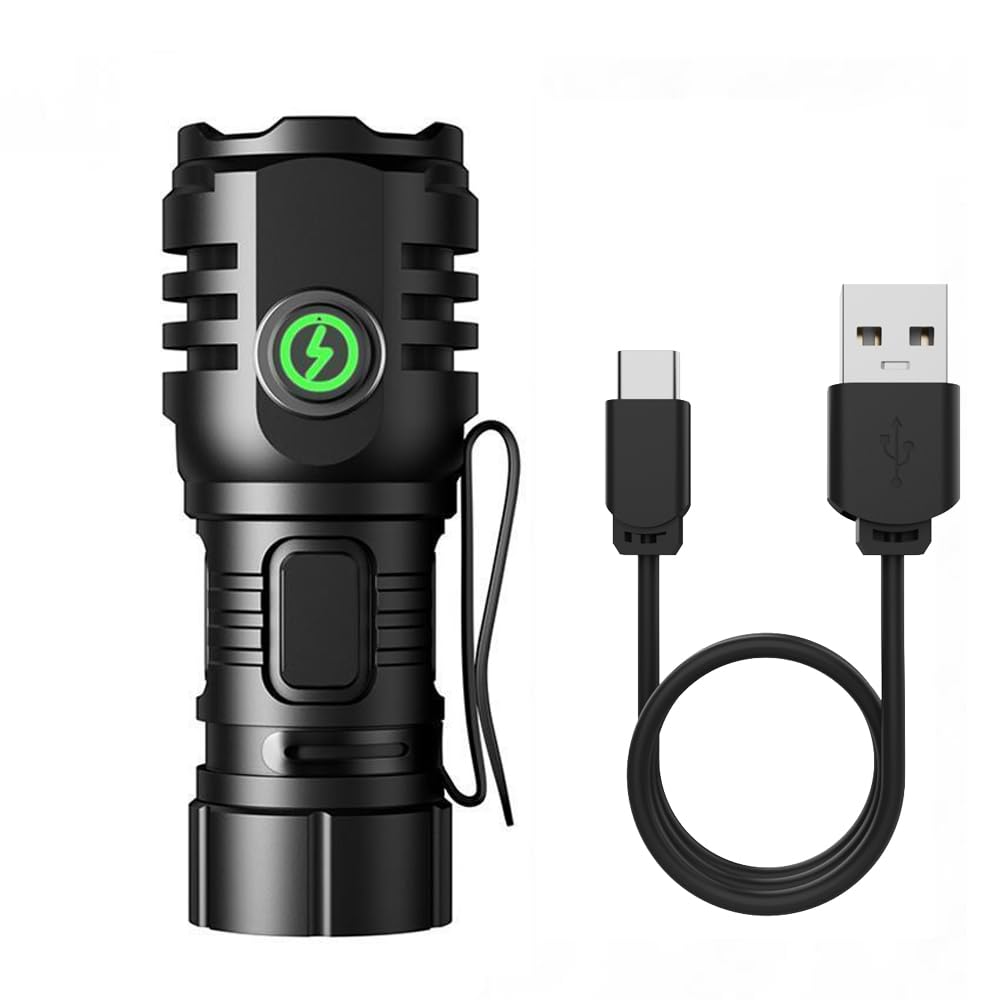 Alonefire H64 Mini Led Flashlight Type C Usb Rechargeable Bright 4 Led Light Source Small Torch 8 Modes Waterproof Long Battery Life With Tail Magnet, Clip, Battery For Outdoor, Edc Carry, Hiking