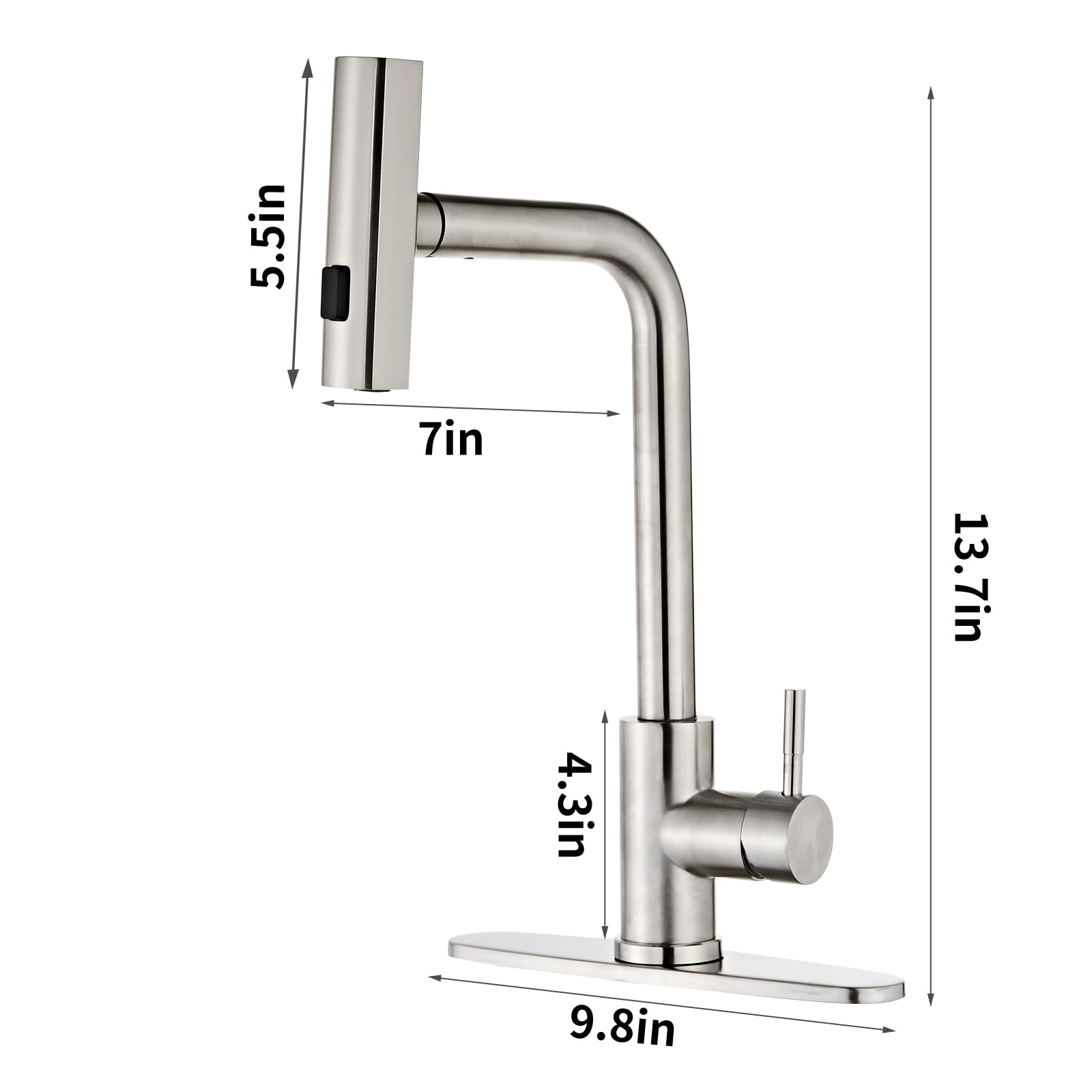 Louevido Brushed Nickel Kitchen Faucet With Pull Down Sprayer Single Hole Handle Stainless Steel Kitchen Sink Faucets Commercial Modern Faucets