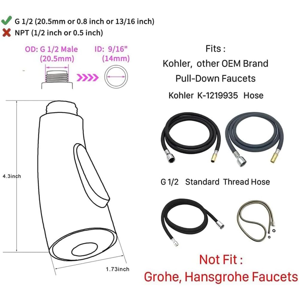 Weirun Kitchen Faucet Head Replacement Kitchen Sink Faucet Head Parts Pull Down Faucet Arc Sprayer Pull Out Faucet Spray Head Attachment Kitchen Faucets Nozzle Replacement Matte Black