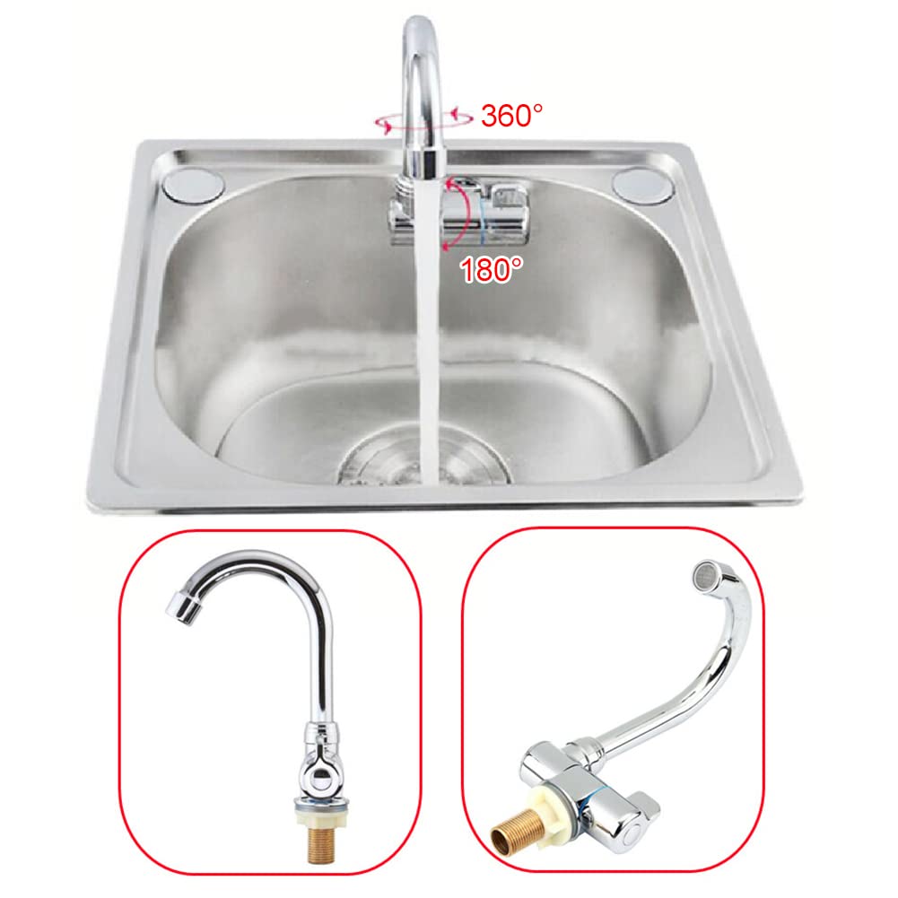 Tookie Caravan Boat Folding Faucet, 360 Degree Rotation Single Handle Folding Faucet, Camping Cold Water Stainless Steel Kitchen Basin Faucets, For Home Boat Yacht Camping Rv Caravan