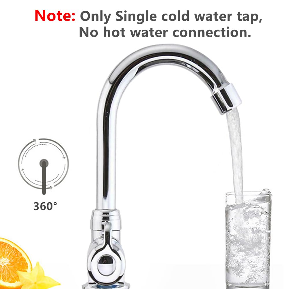 Tookie Caravan Boat Folding Faucet, 360 Degree Rotation Single Handle Folding Faucet, Camping Cold Water Stainless Steel Kitchen Basin Faucets, For Home Boat Yacht Camping Rv Caravan