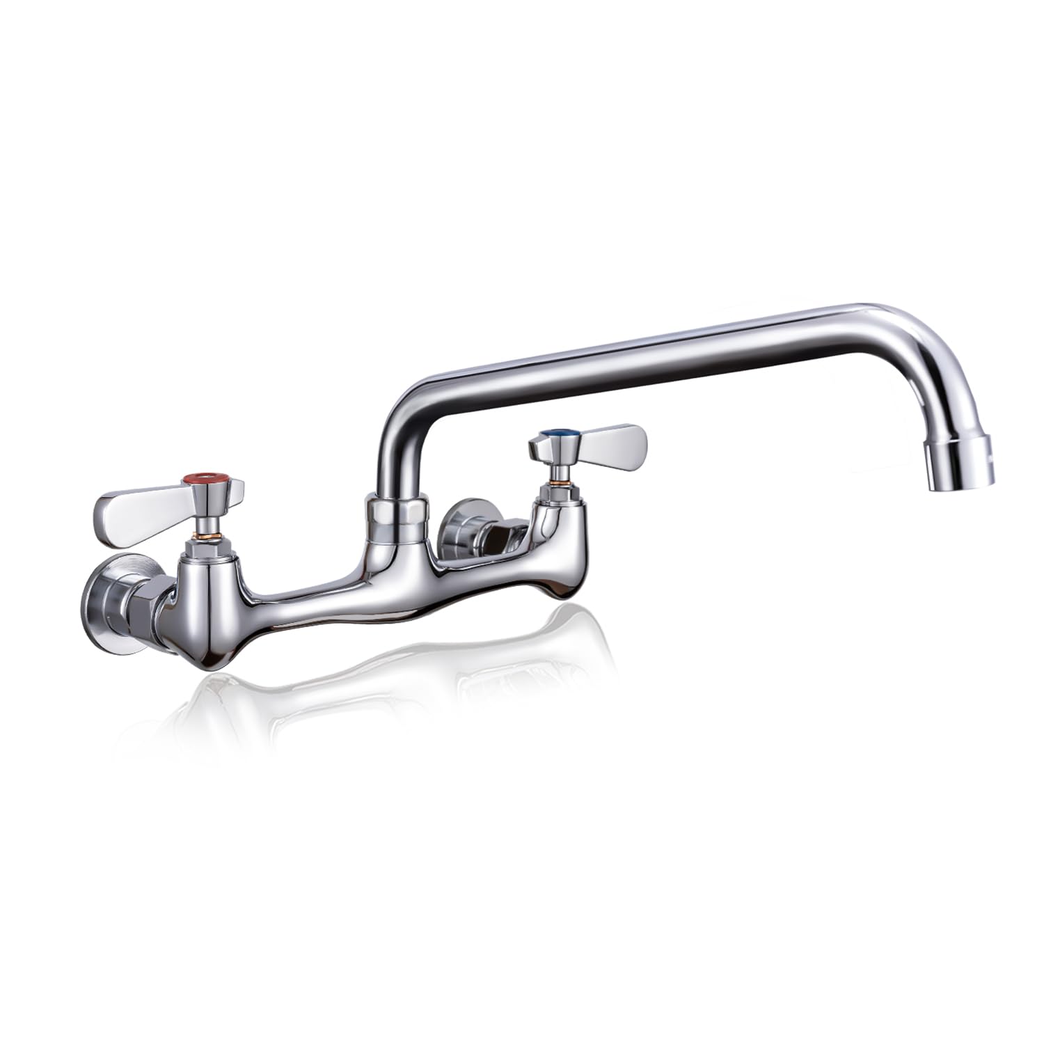 Sepaitek Leak- Kitchen Faucet Wall Mount 8" Center 12" Spout, Commercial Sink Faucet 2 Hole 2 Handles, Laundry Industrial Restaurant Compartment Sink Faucet, Brass