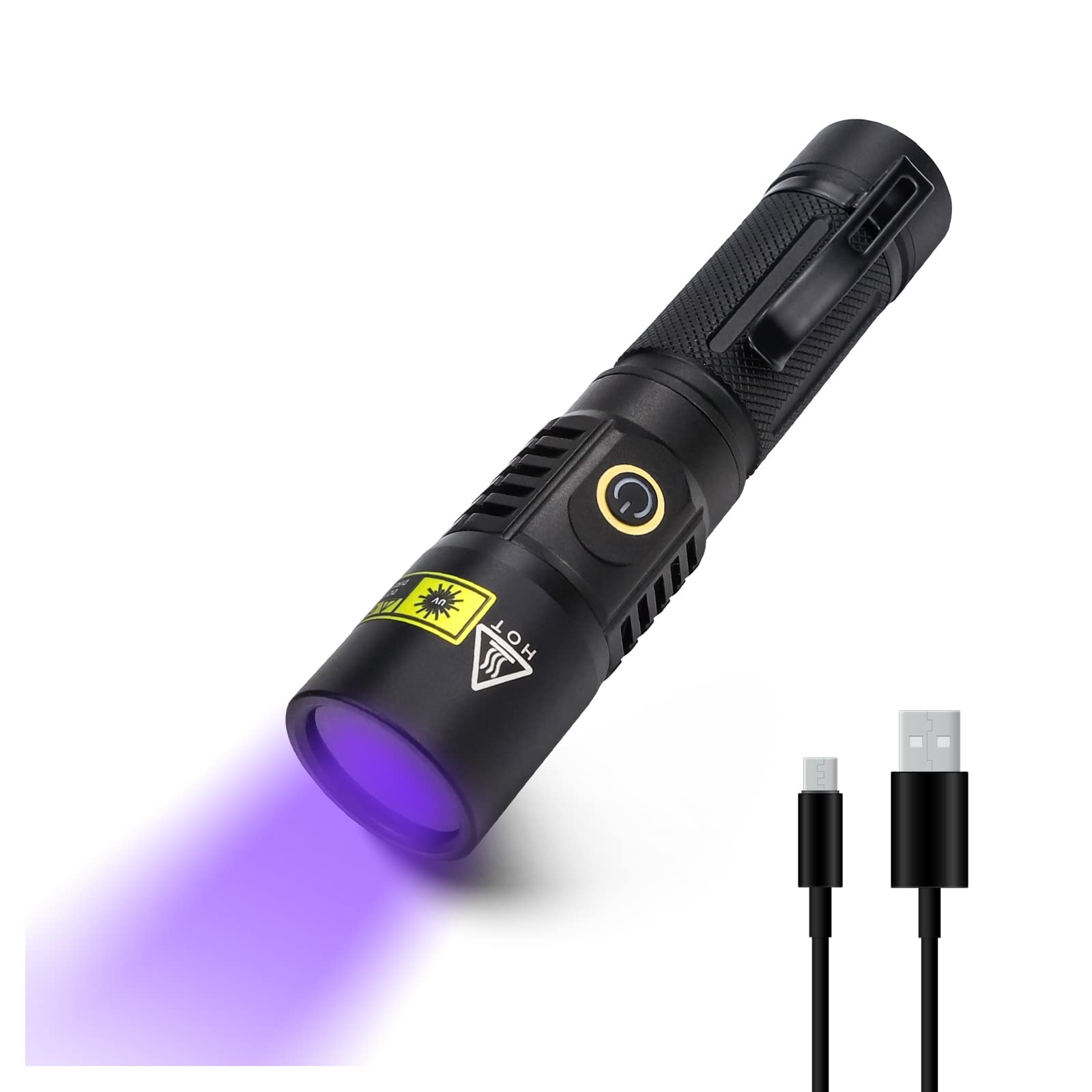 Luxnovaq 20W Rechargeable Uv Flashlight 365Nm Uv Light For Pet Urine Detection Resin Curing Ringworm Fluorescent, 2 Modes Professional Mini Black Light Led Ultraviolet Light With Filter, Waterproof