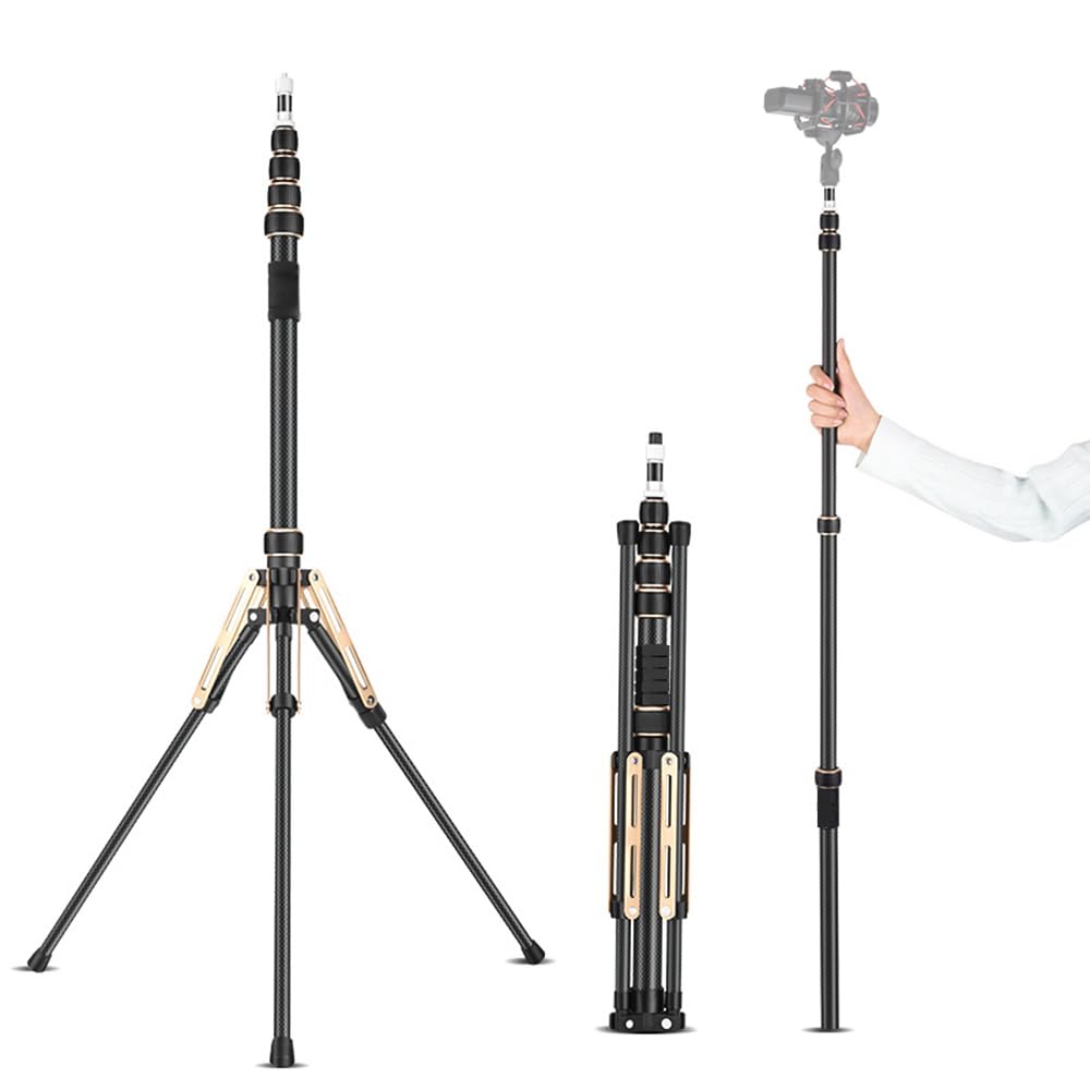 Zjchao Phone Tripod, 87.4In Maximum Height Portable Carbon Fiber Photography Tripod Stand Light Stand Tripod Stand With 5 Adjustable Sections 6.6Lbs Load Capacity For Versatile Use