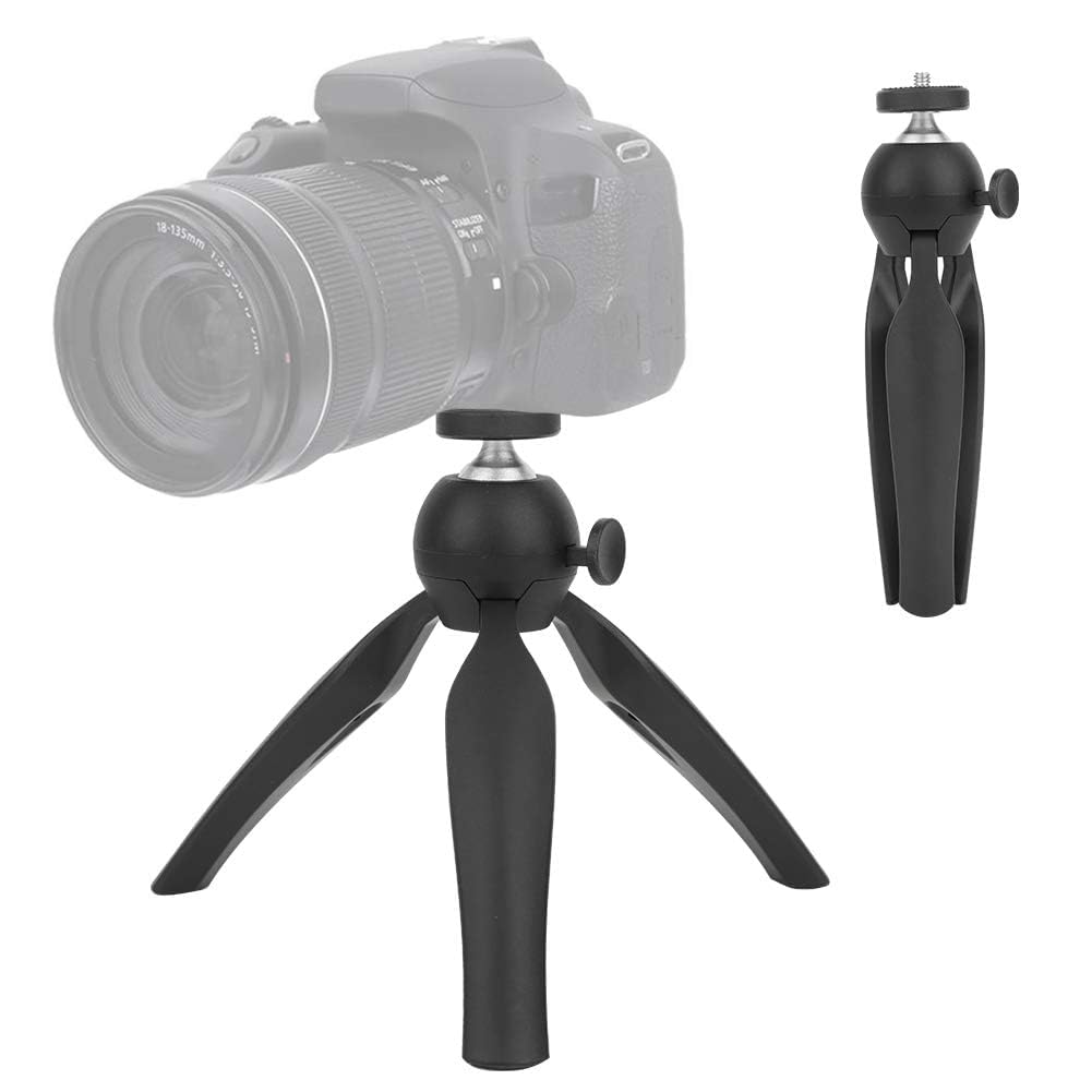 Cyrank Mini Tripod, 14.5Cm/5.7In Working Height Tabletop Small Phone Tripod Mount Camera Tripod Webcam Stand Live Steming Tripod, Black