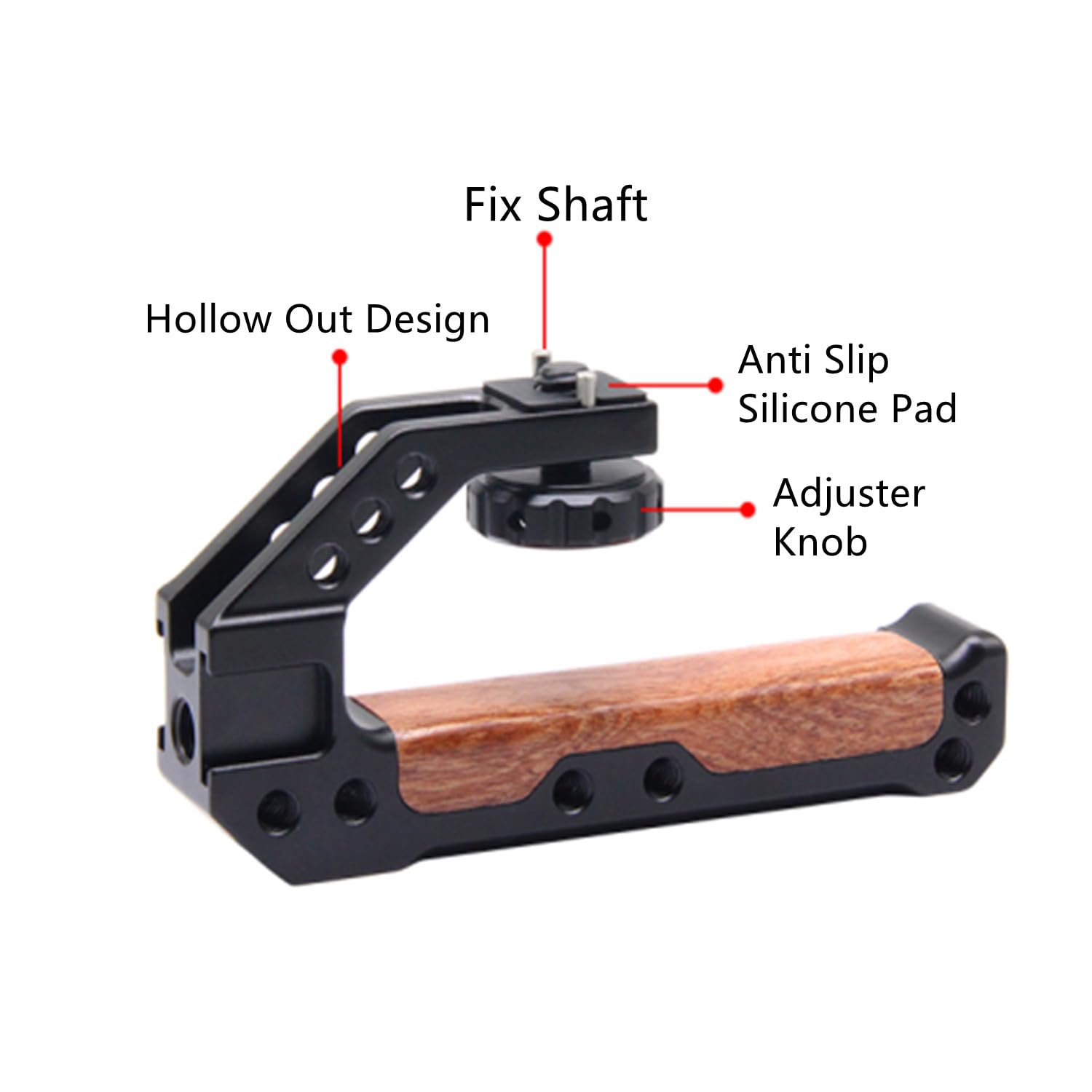 Fugasun Eos R8 Camera Cage, Eos R8 Cage With Wooden Camera Top Handle With 3 Cold Shoes To Mount Dslr Camera