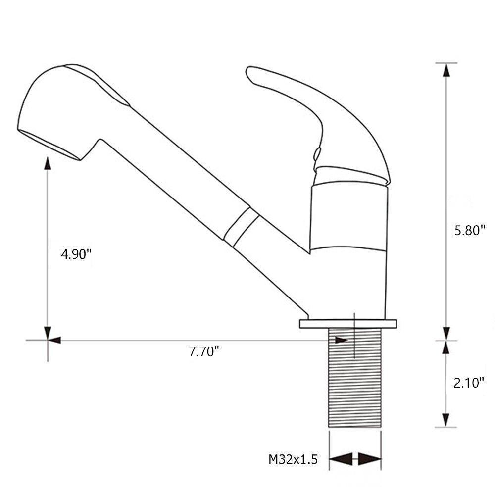 Derengge Stainless Steel Single Handle Pull Out Kitchen Faucet 1 Hole Kitchen Sink Faucet For Farmhouse, Camper, Laundry, Rv, Bar,Ew-083L-Bc