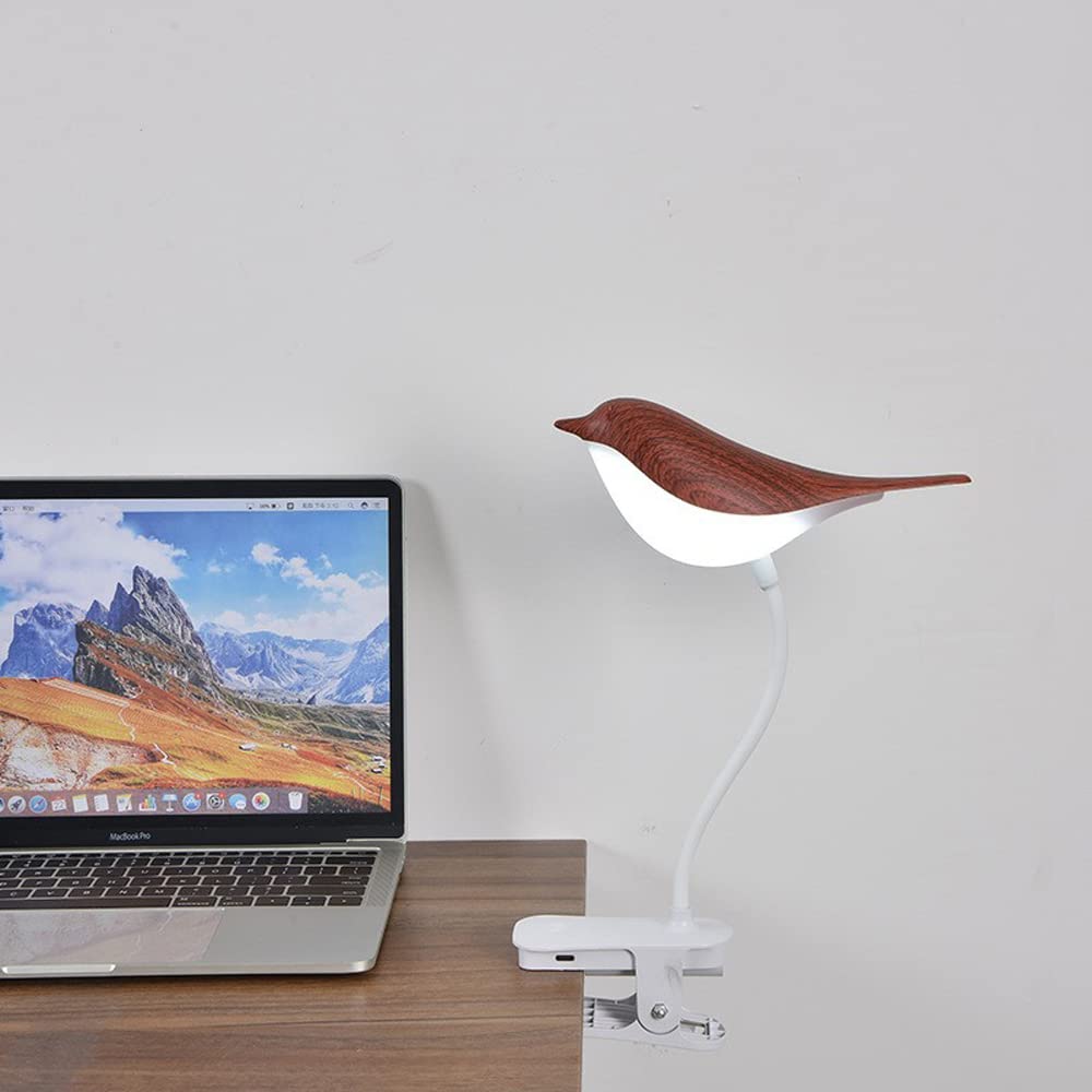 Zdayoz Bird Reading Table Lamp Student Children'S Study Special Bedroom Charging Clip Lamp Bedside Night Lamp (Brown)