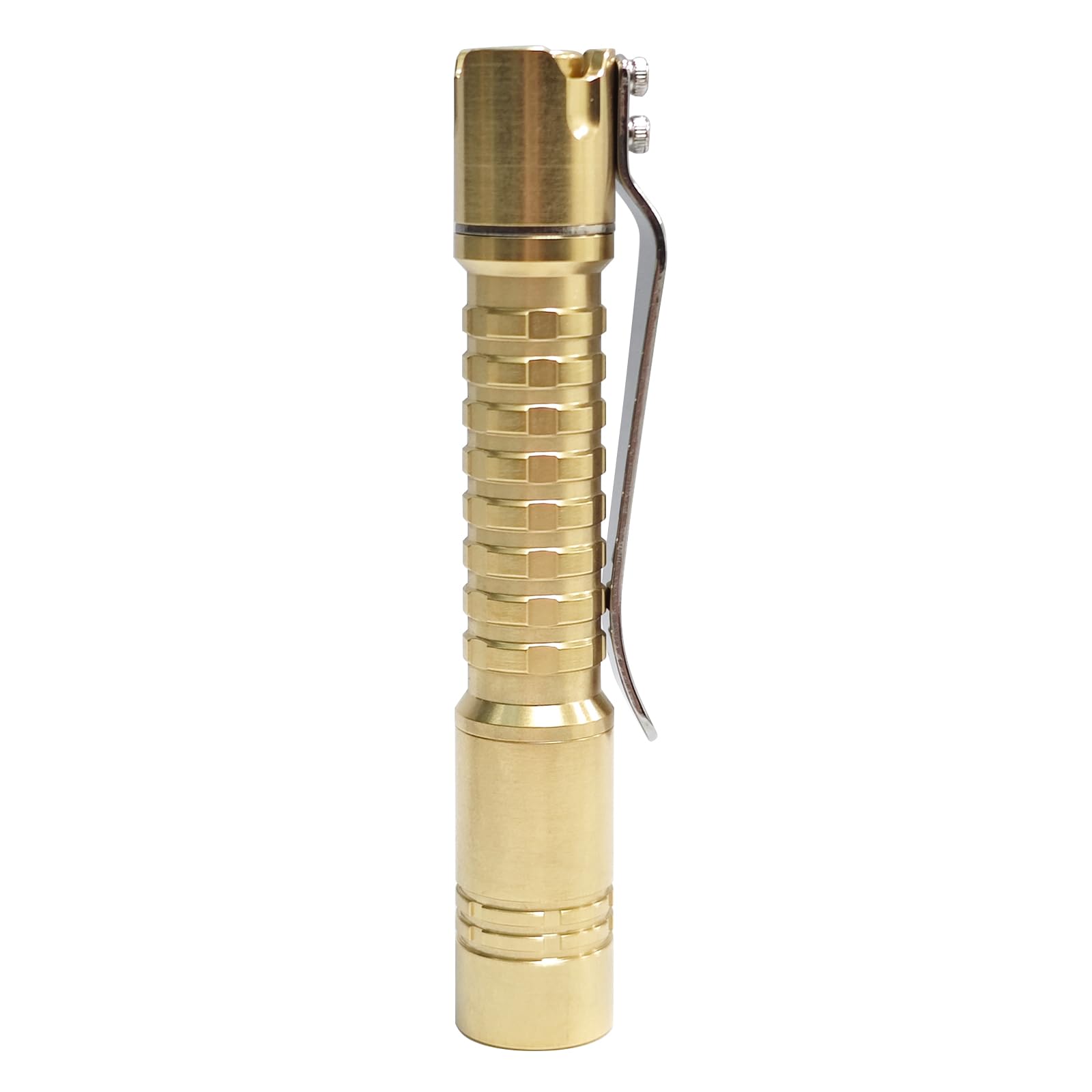 Paerku Pineapple Mini Flashlight,Nichia 519A R9080 4000K Aaa Small Led Copper Flashlight By Reylight For Outdoor, Power Outage Lighting, Emergency Lighting, Without Batteries-Brass