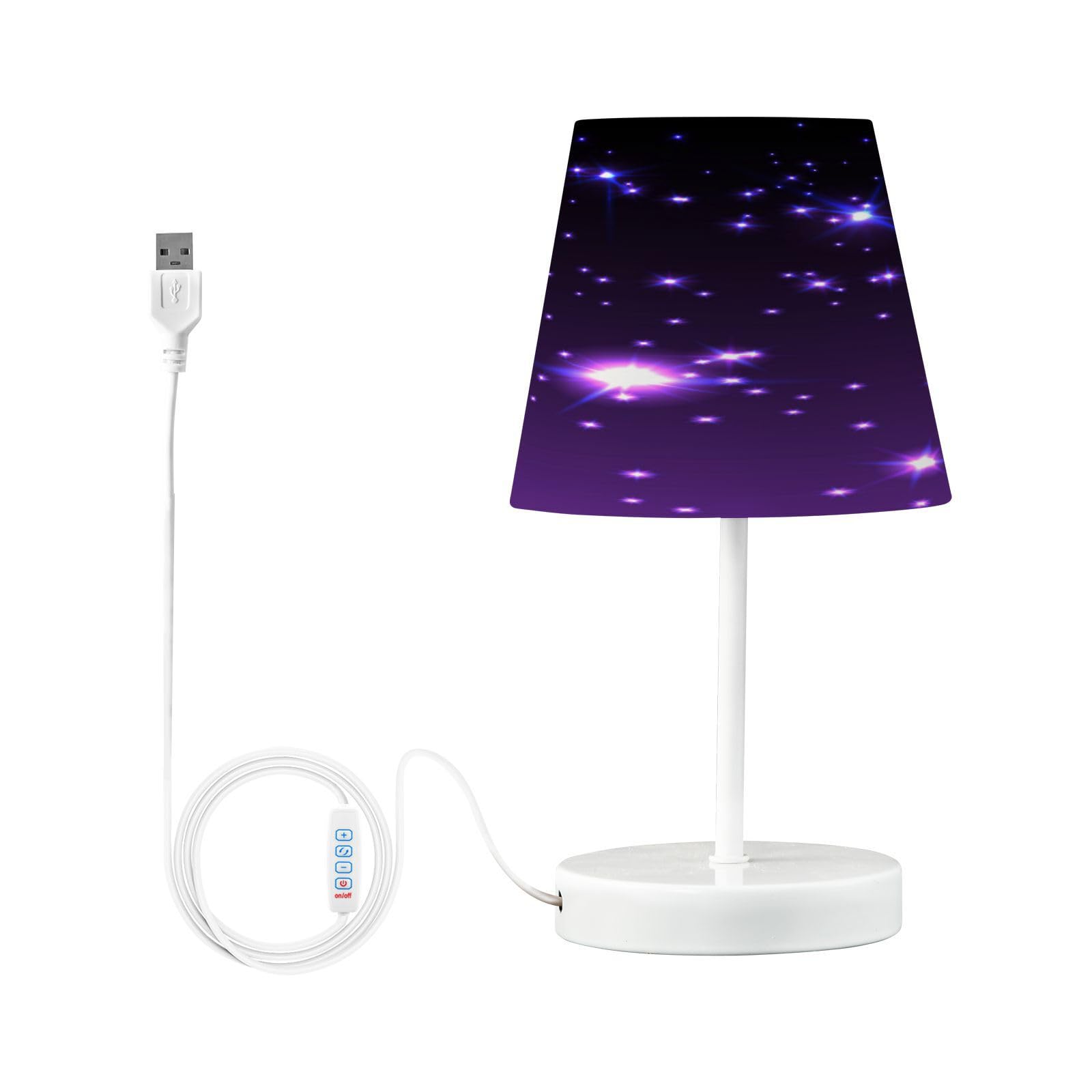 Boccsty Purple Starry Sky Table Lamp Desk Lamp Small Lamp With Usb C Charging Port 3-Way Dimmable Bedside Nightstand Lamps For Bedroom Living Room M
