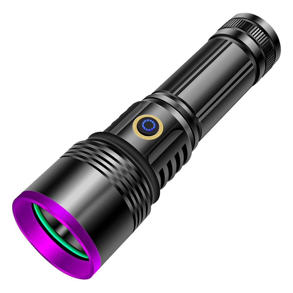 Luxnovaq 30W 365Nm Uv Flashlight Usb Rechargeable Uv Light High Power Black Light Flashlight For Pet Urine Detection, Resin Curing, Minerals, Blood Tracking, Scorpion, Rockhounding,Yooperlites,A/C Leak Detect