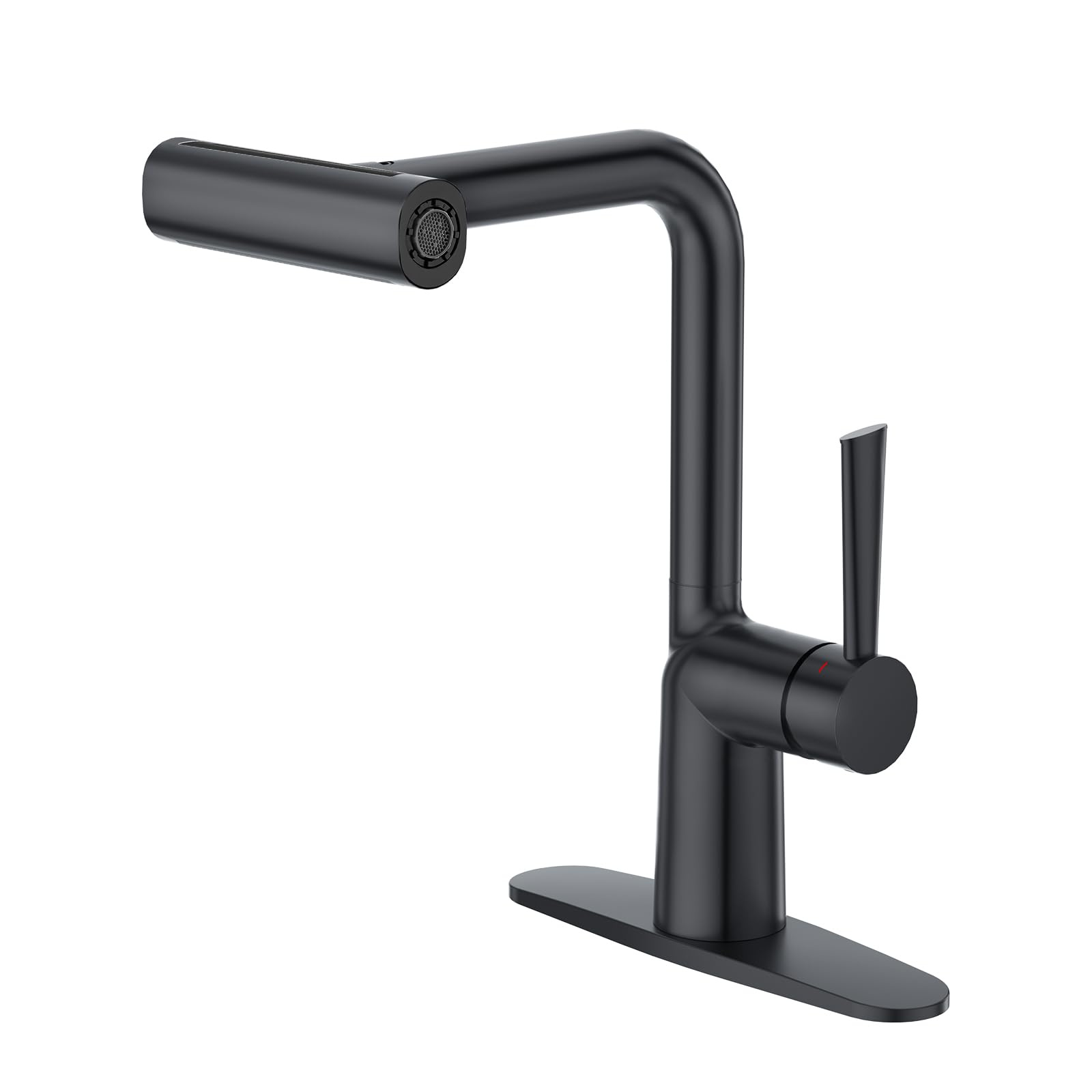 Aktines Waterfall Kitchen Faucet With Pull Down Sprayer, 4-Way Stainless Steel Sink Faucet For Kitchen, Bar, Laundry & Rv, Matte Black