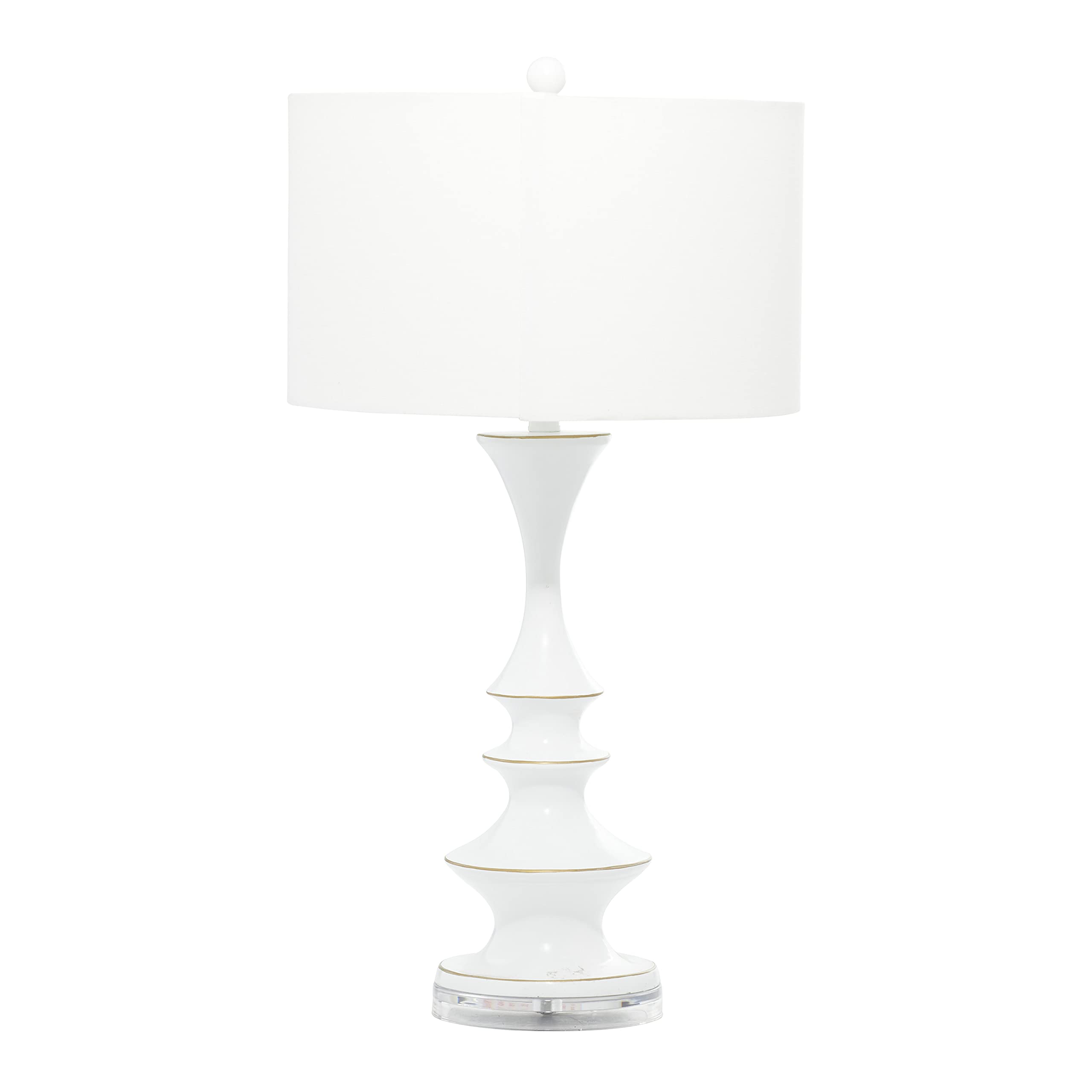 Deco 79 Polystone Room Table Lamp Accent Lamp With Gold Accents, Lamp 16" X 16" X 30", White