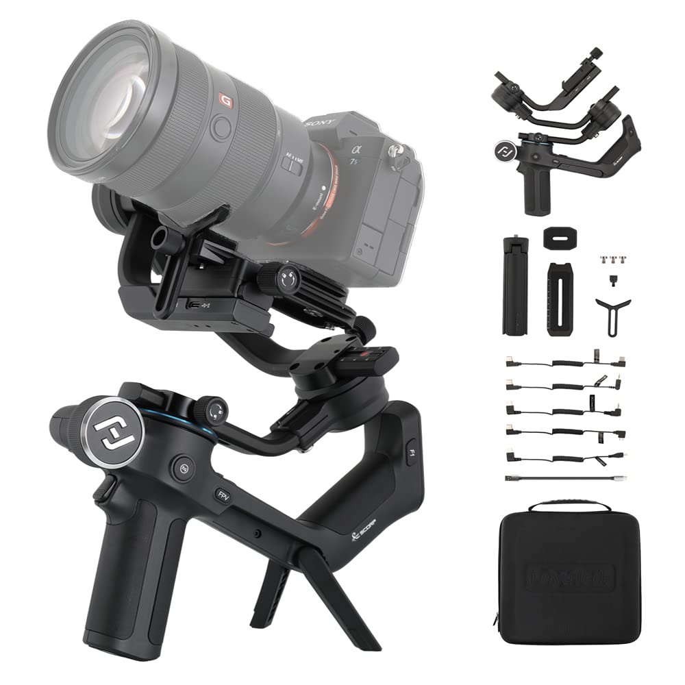 Feiyutech Scorp Handheld Gimbal Camera Stabilizer For Dslr/Mirrorless Camera For Sony,Canon,P-Anasonic,Nikon With Oled Screen And Underslung Rear Grip,5.5Lbs Payload