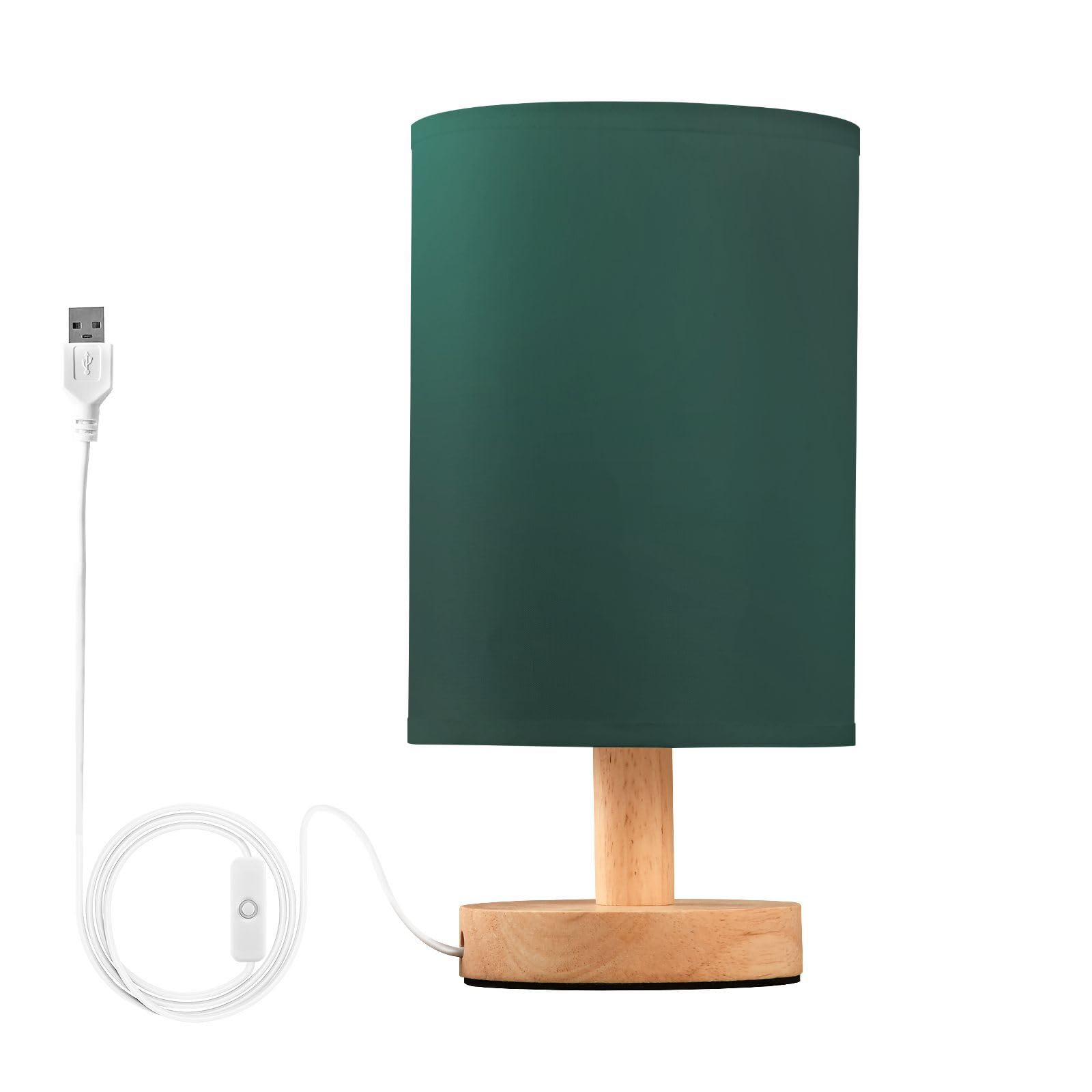 Kigai Bedside Table Lamp Small Led Table Lamp Nightstand Lamp With Linen Round Lampshade Side Table Lamp For Livingroom Bedroom Office Reading Working, Bulbs Included, Dark Green