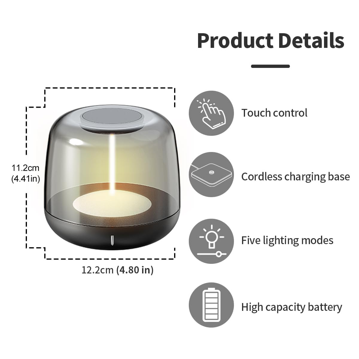 Bkzo Rgb Table Lamp, Cordless Touch Lamp, Portable Table Bedside Lamps, Dimmable Night Light With Five Lighting Mode For Gaming, Home Office, Bedroom, Living Room, Kitchen, Bar, Restaurant