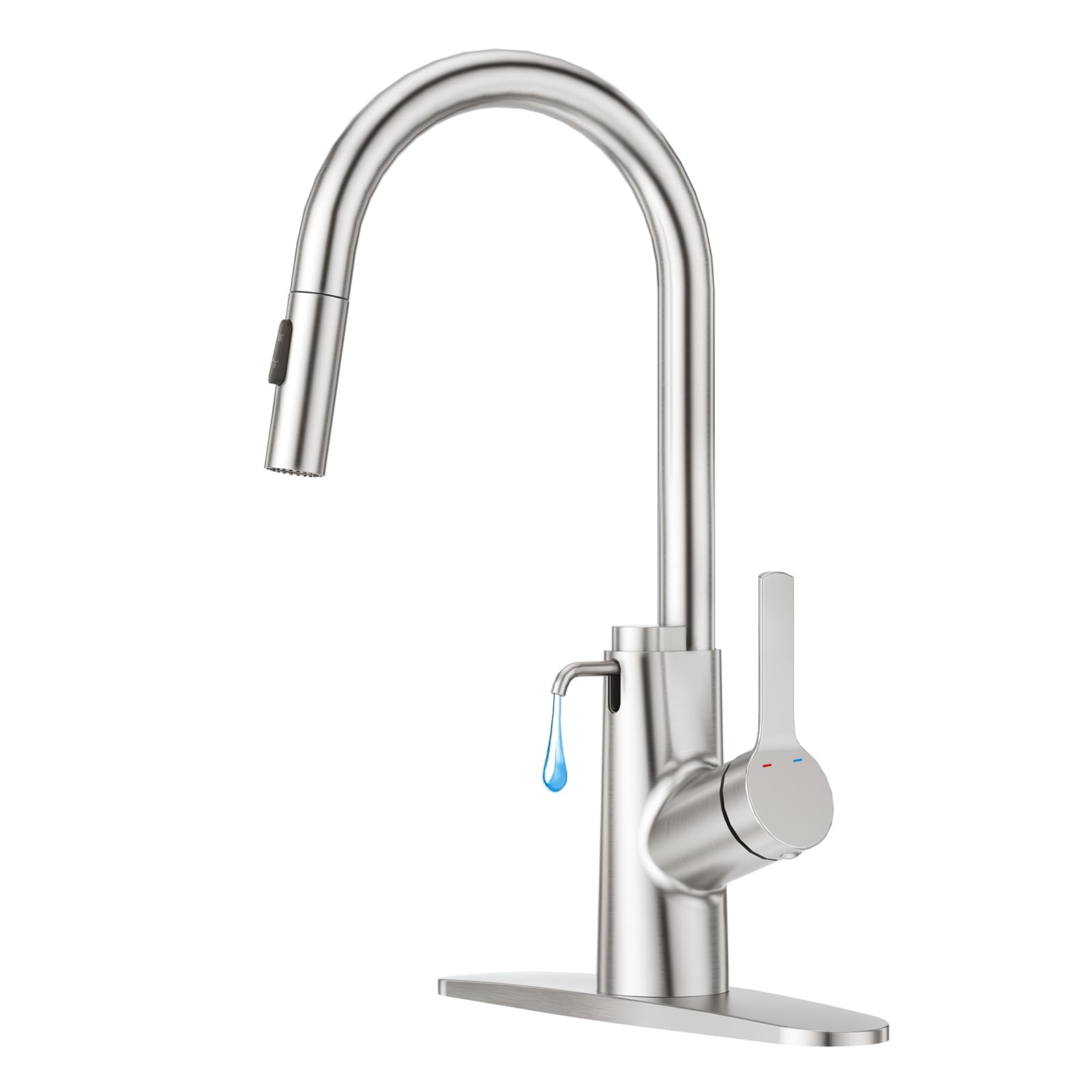 Aktines Kitchen Faucet With Built-In Soap Dispenser And Pull Down Sprayer, High Arc Stainless Steel Faucet For Kitchen, Wet Bar, Laundry, Outdoor, Or Rv Sinks, Brushed Stainless