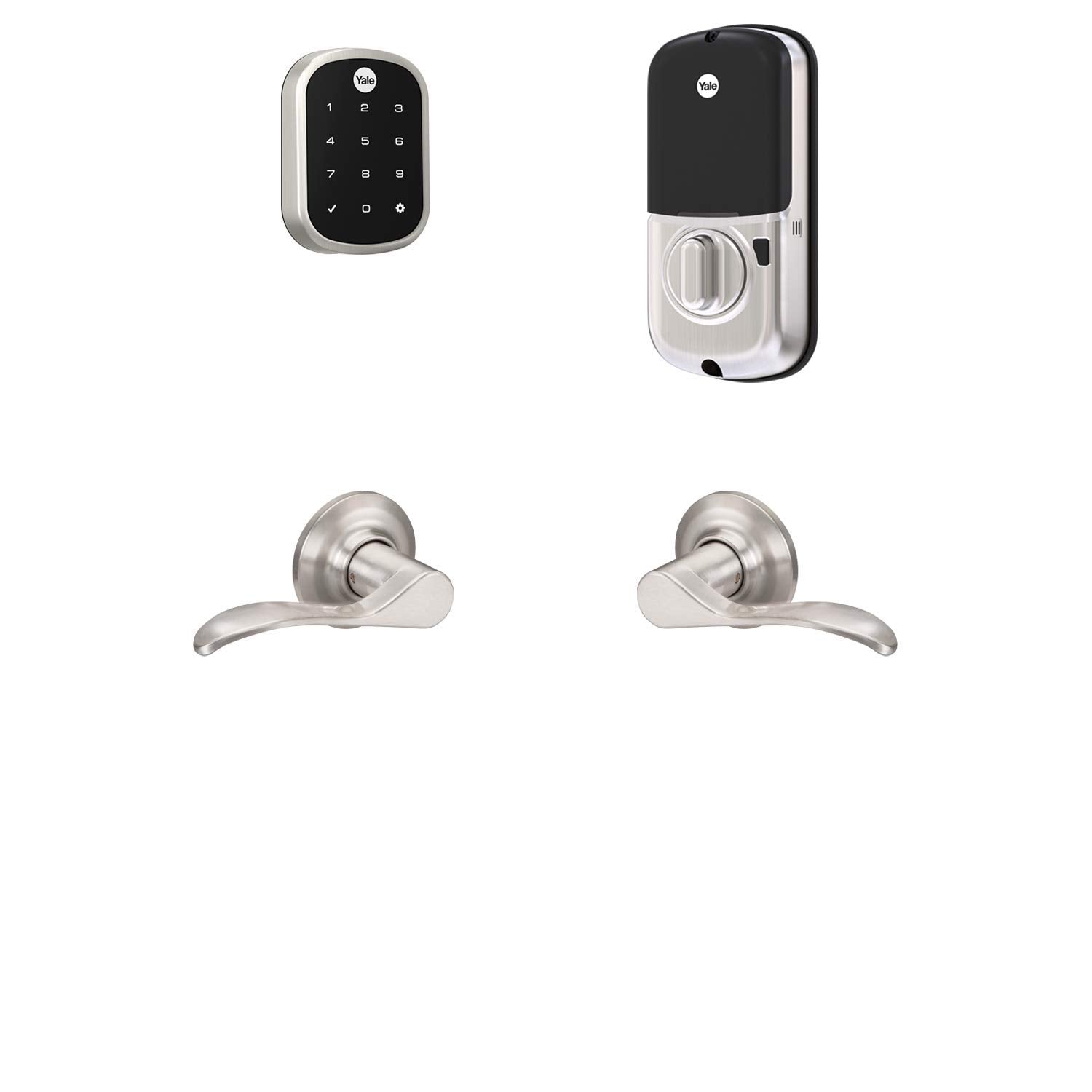 Yale Security B-Yrd256-Zw-Nw-619 Yale Assure Lock Sl With Z-Wave With Norwood Works With Ring Alarm, Smartthings, And Wink Smart Touchscreen Deadbolt With Matching Lever, Key-, Satin Nickel