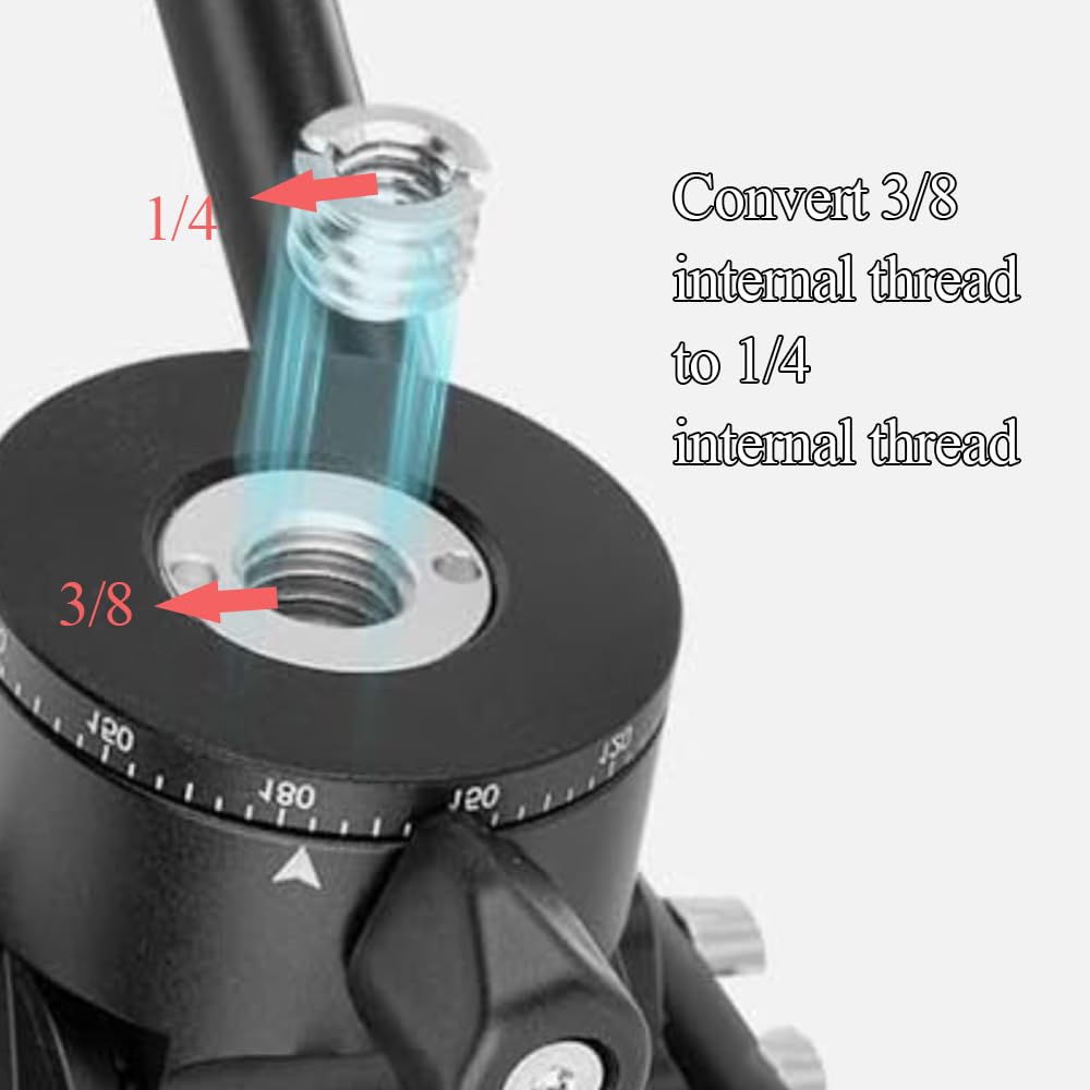 Coret 3/8" Female To 1/4" Female Screw Thread Adapter, Alloy Steel, Nickel Plated, Camera Tripod, Mic Stand, Projector Tray Holder