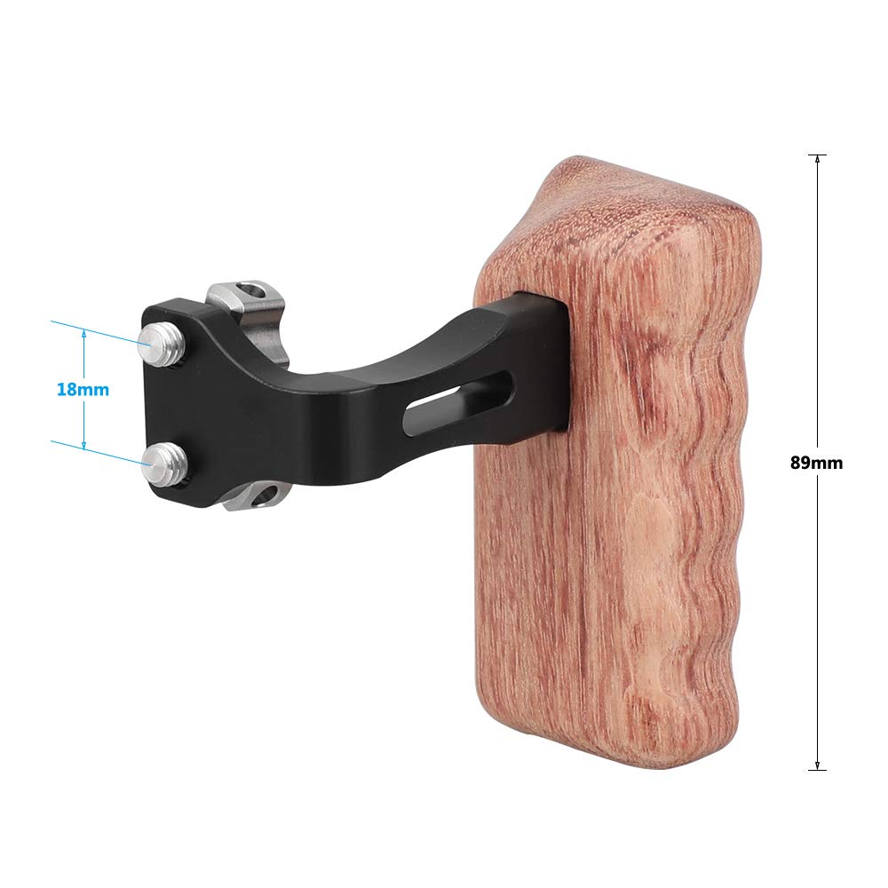 Camvate Wooden Handle Grip With 1/4"-20 Thumbscrew Knob For Dslr Camera Cage Rig (Left Hand) - 2218