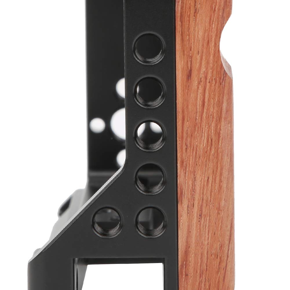 Bindpo Camera Rig Cage For Zv1 Camera, Vlogging Video Shooting Stabilizer Cage Frame With Wooden Handle Grip, With 1/4In & 3/8In Screw Hole And Cold Shoe Base