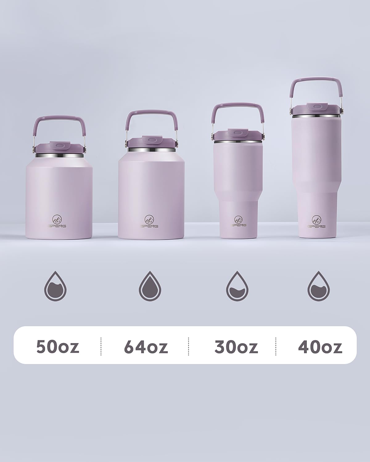 Gpeng 64 Oz Tumbler With Handle, Water Bottles With Straw Lid, Insulated Stainless Steel Travel Mug