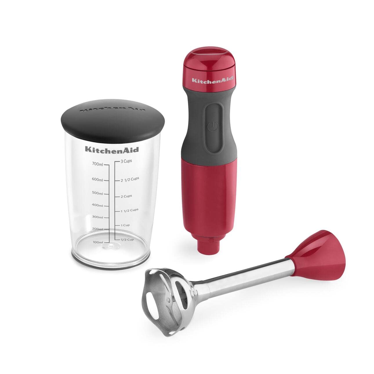 P L-Ra 2-Speed Hand Blender Empire Red (1) Dishwasher-Safe Blender Arm (1) Blending Jar With Lid Color: Empire Red Empire Red Blade Material: Stainless Steel Number Of Speeds: 2-180 W