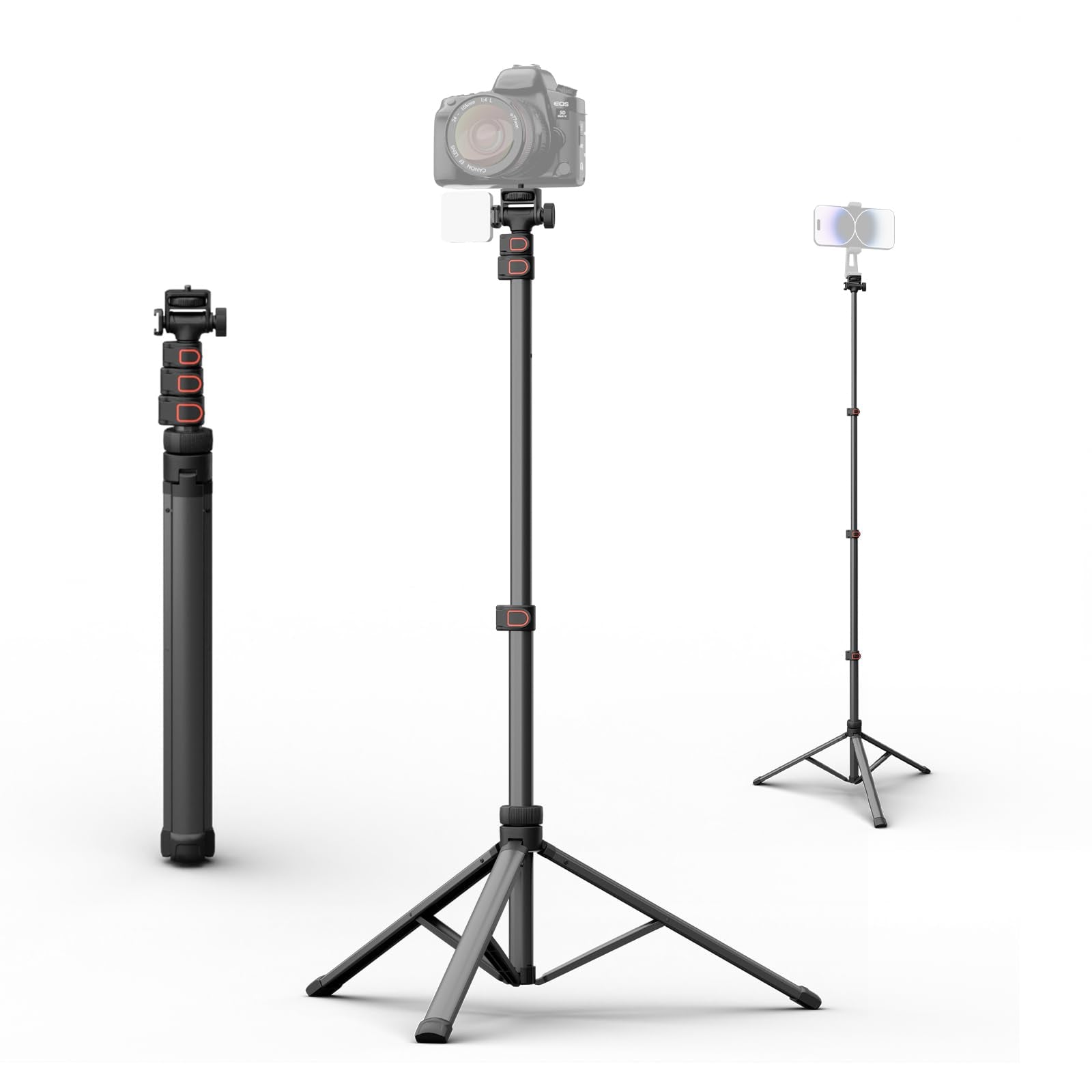 Nearstream Camera Tripod Stand With 1/4" Screw And Cold Shoe, Heavy Duty Tripod For Dslr Camera, For Video Recording/Livestreaming, Height 20 To 63 In (Aw-Czt-02)