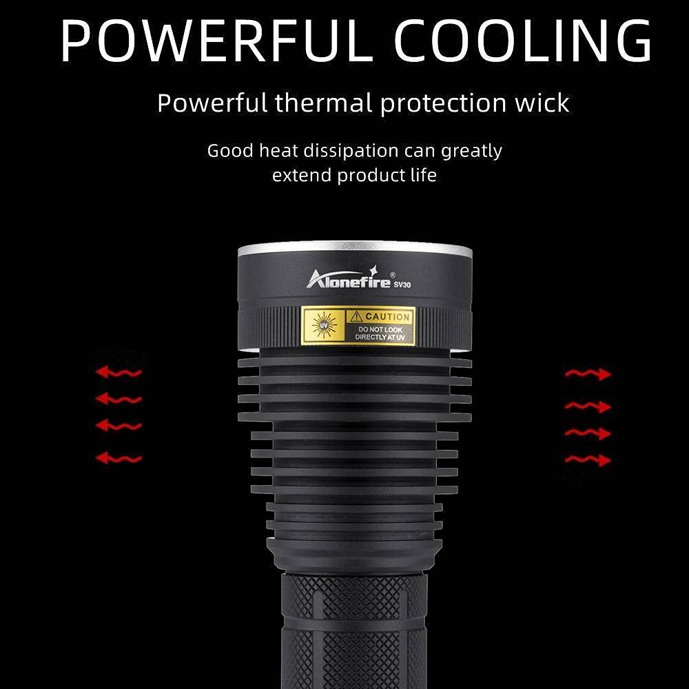 Alonefire Sv40 15W 365Nm Uv Flashlight Usb Rechargeable Blacklight Black Light Urine Detector For Resin Curing, Dry Glue,Scorpion,Fishing,Minerals With Uv Protective Glasses, Charger, Battery Included