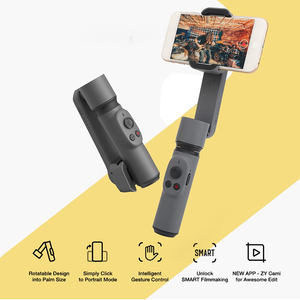 Ashata Handheld Stabilizer, Gray Rotating Storage Folding Vlog Stabilizer Antishake Ballhead Stabilizer For Live Broadcast And Short Video