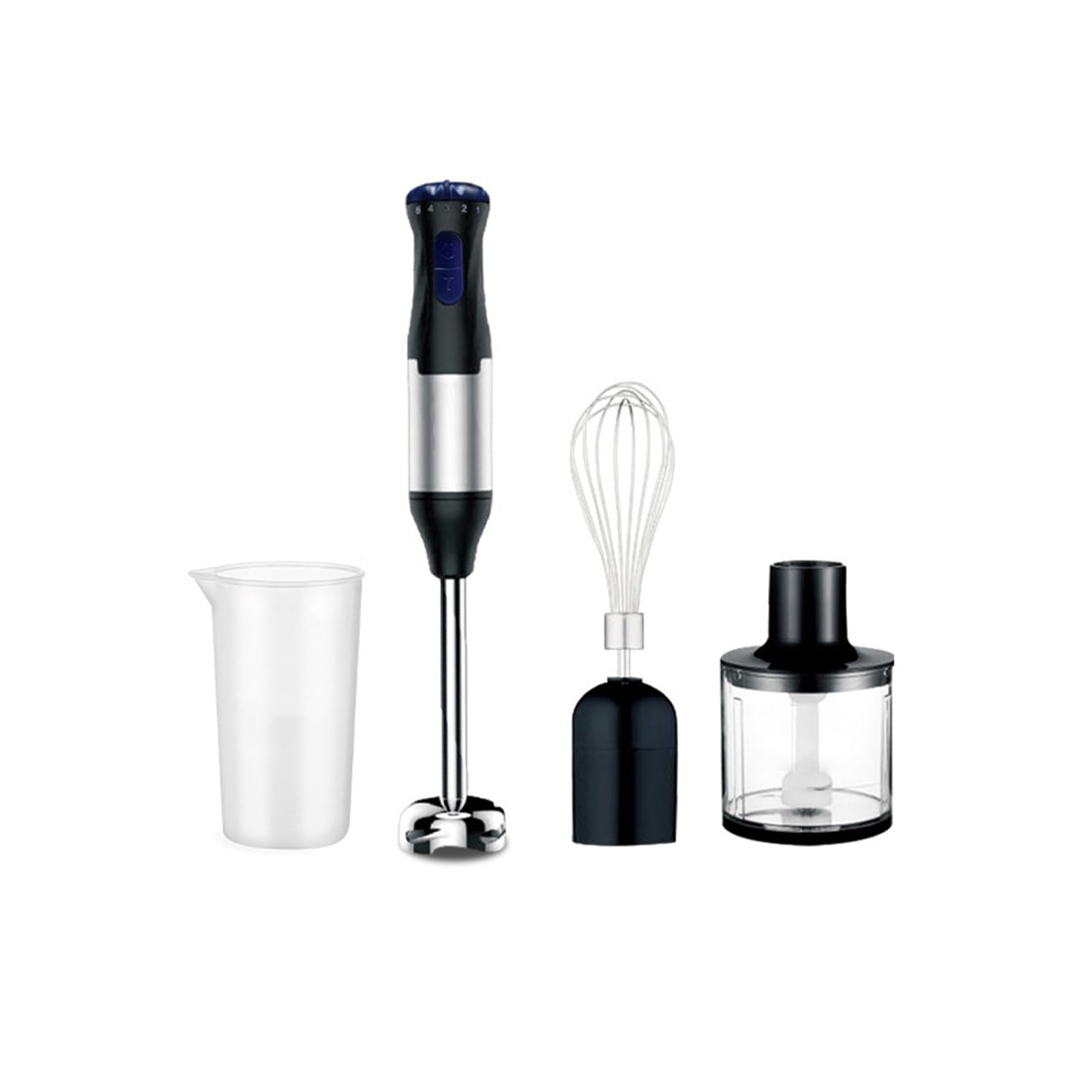 Uniqus Electric Meat Grinder Hand Blender Kit Speed Adjustable Whisk Milk Frother Handheld Blender With Us Plug Silver Color