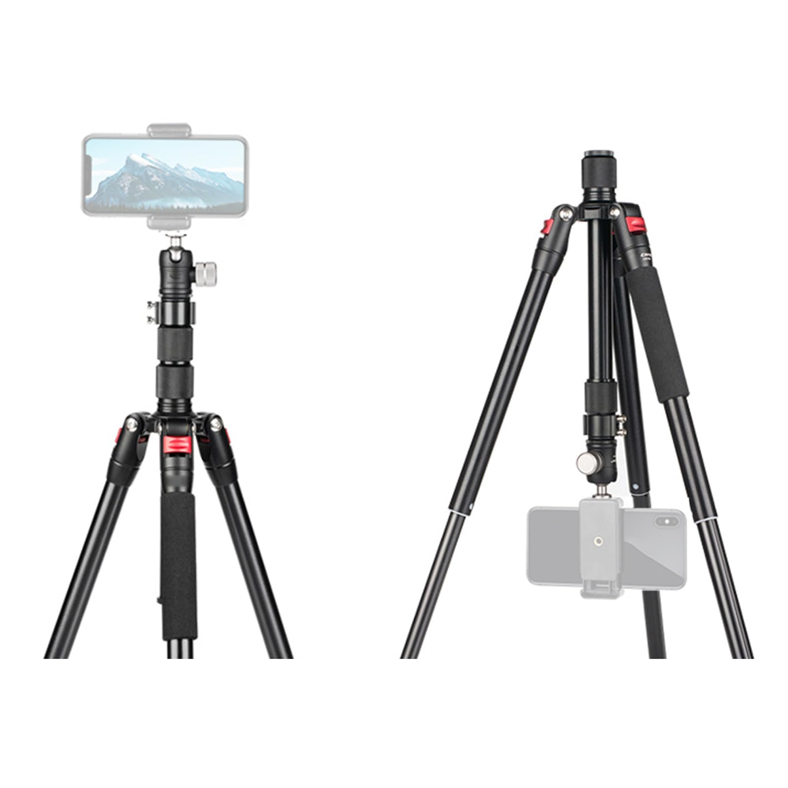 Yunir Portable Camera Tripod, 59In Foldable Camera Tripod With 20Mm 360° Rotating Metal Ball Head, Lightweight 3 Sections Camera Tripod For Video Photo Vlogging Selfie