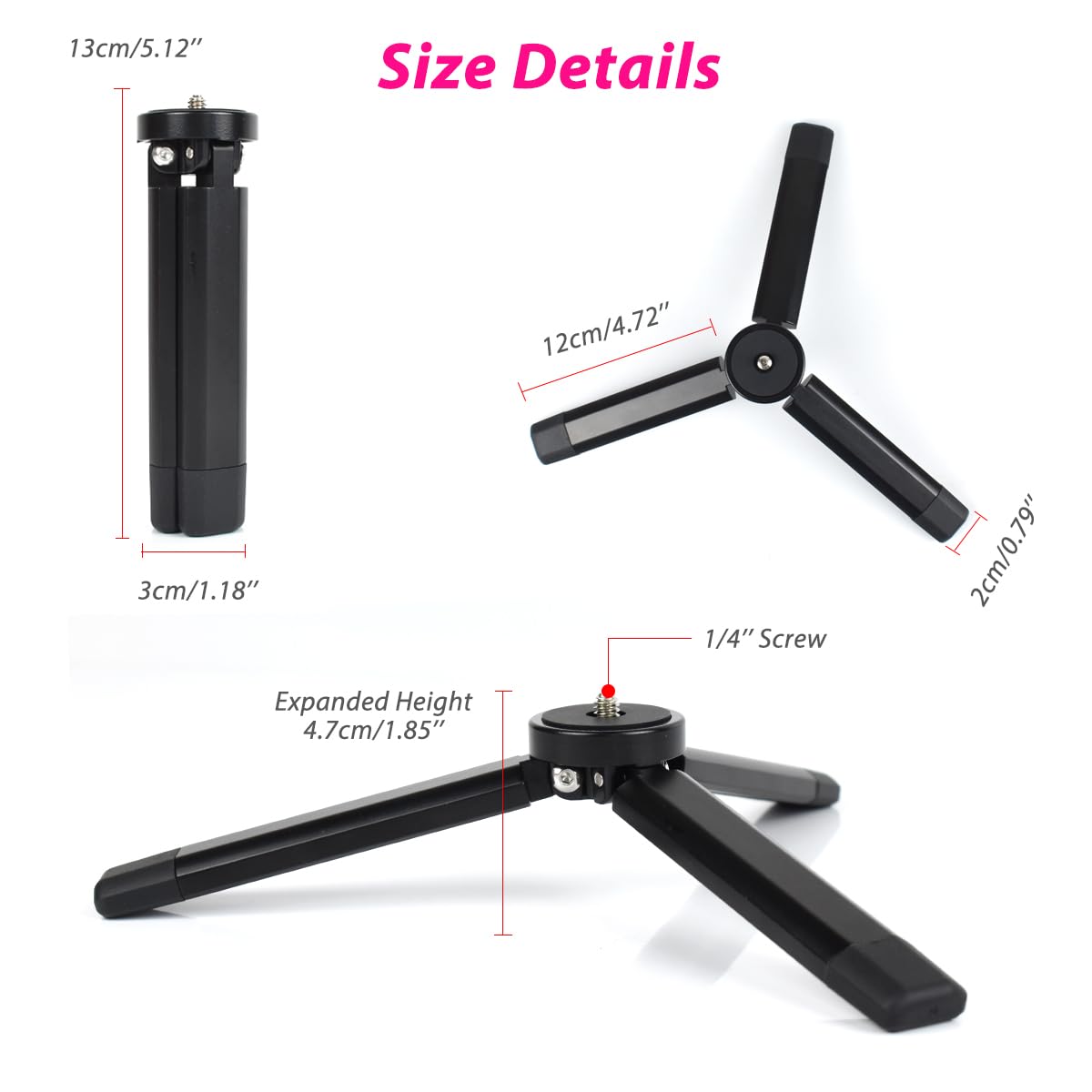 Akeipho Aluminum Mini Tripod, Desktop Tabletop Tripod Stand For Dslr Cameras, Zhiyun Smooth, Dji Ronin Sc/Rs3 Mini,Osmo Mobile,Moza Mini,Gimbal Handle Tripod (Level Fixed)