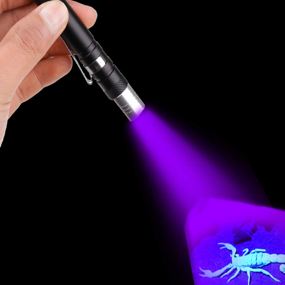 Modoao Led Light Blacklight Flashlights 2 In 1 Flashlight Penlight Pen Clip Torch Blacklight Detector For 3 Aaa Batteries (1 Pack)