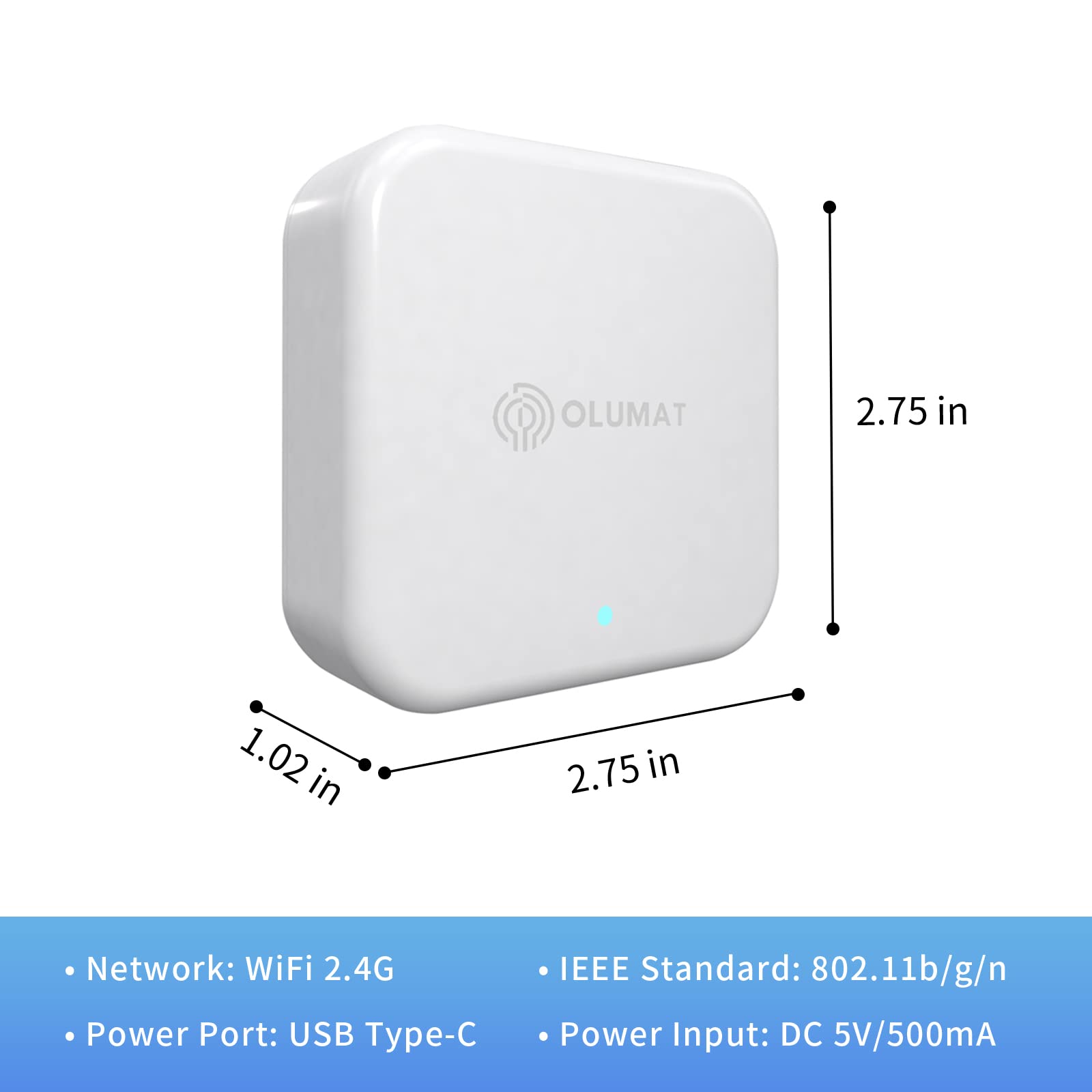 Olumat Wi-Fi Gateway, Smart Hub For Remote Control Door Lock With Ttlock App, Wi-Fi Bridge Compatible With Alexa Google Home For Voice Control