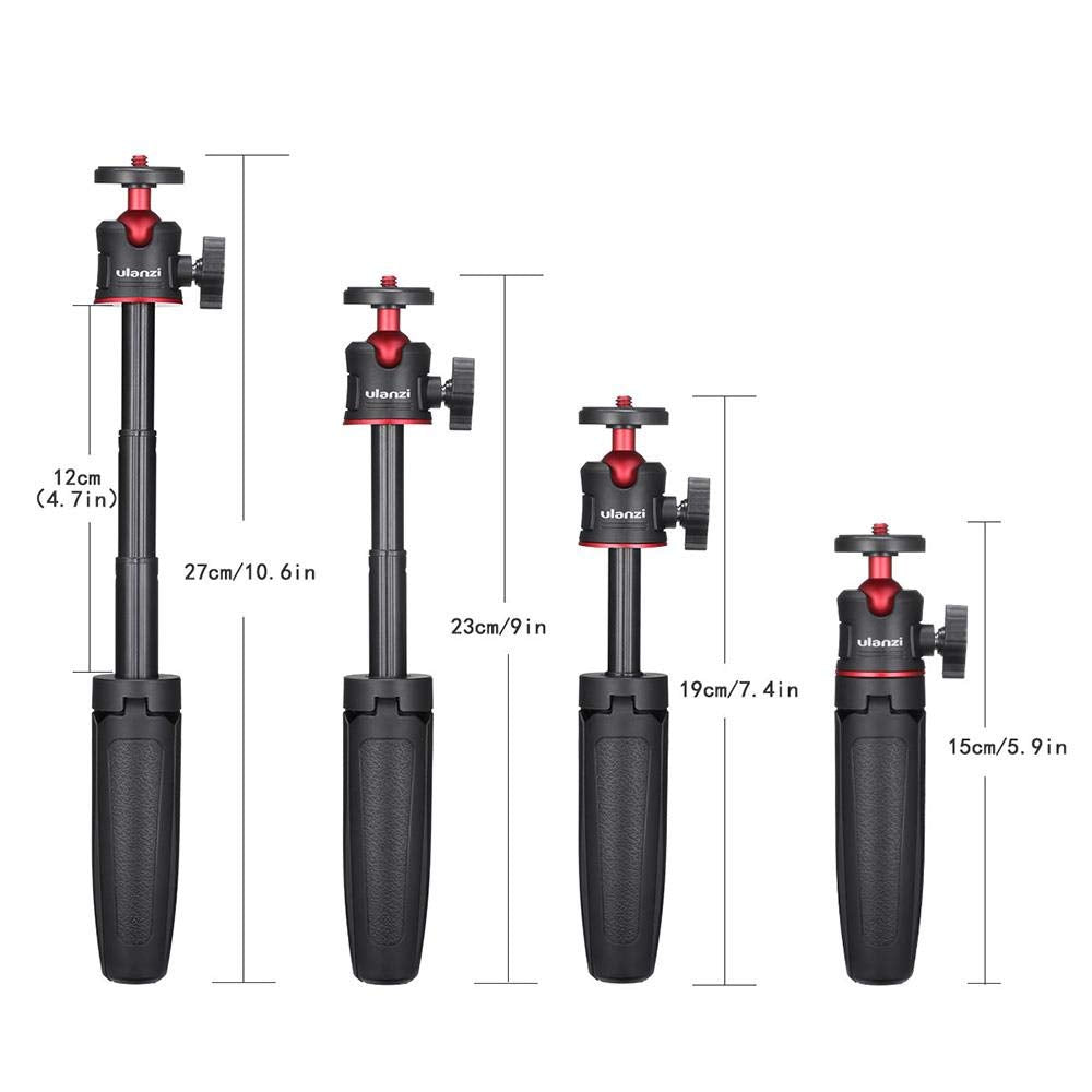 Ulanzi Mt-08 Extension Rod Tripod Mini Selfie Stick Tripod Stand Handle Grip For Iphone 11 Pro Max Samsung Camera Sony Canon Nikon Vlogging Smartphone Mobile Phone Black/Red