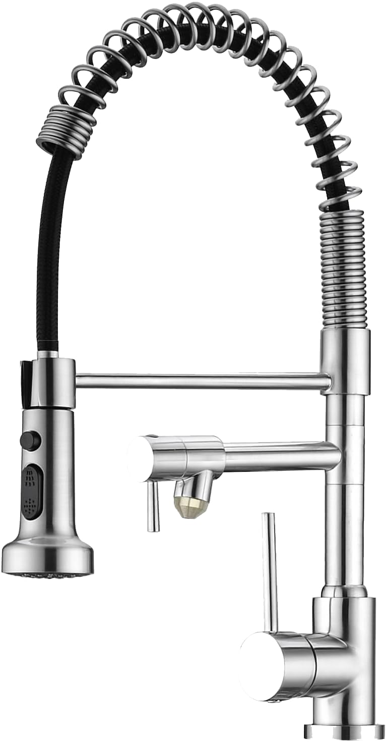 Pirooso Kitchen Faucets With Water Filter Faucet Buil-In,3 Way Drinking Water Faucet For Kitchen Sink, Brushed Nickel
