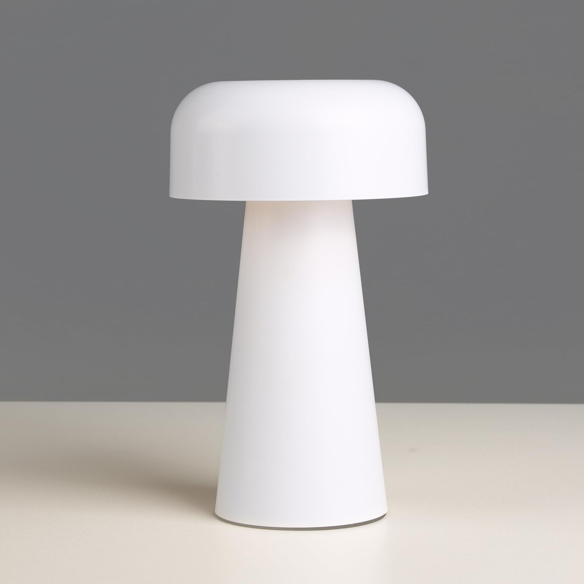Yoniku Led Table Light Mushroom-Shaped Rechargeable Cordless Night Light - Ip44 Waterproof, 3-Level Touch Dimming, Usb Type-C Charging, Portable White Table Lamp For Bedroom/Bathroom (White)