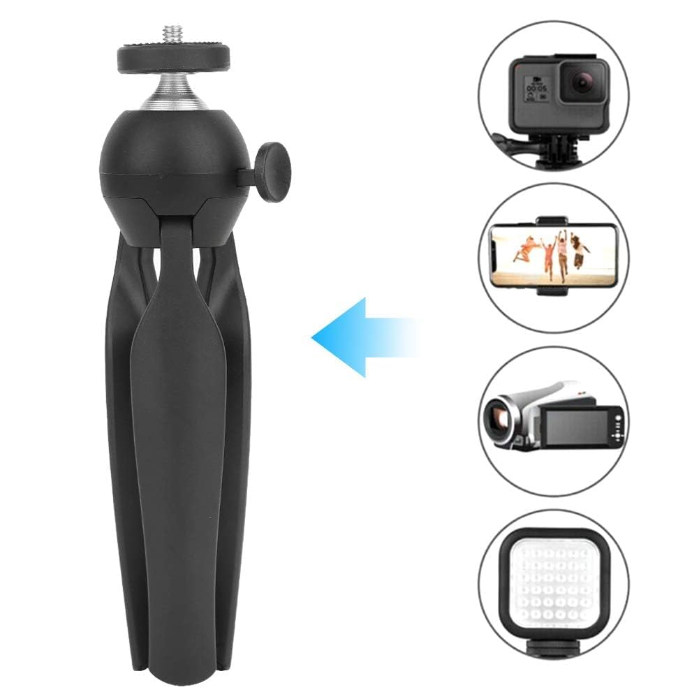 Cyrank Mini Tripod, 14.5Cm/5.7In Working Height Tabletop Small Phone Tripod Mount Camera Tripod Webcam Stand Live Steming Tripod, Black