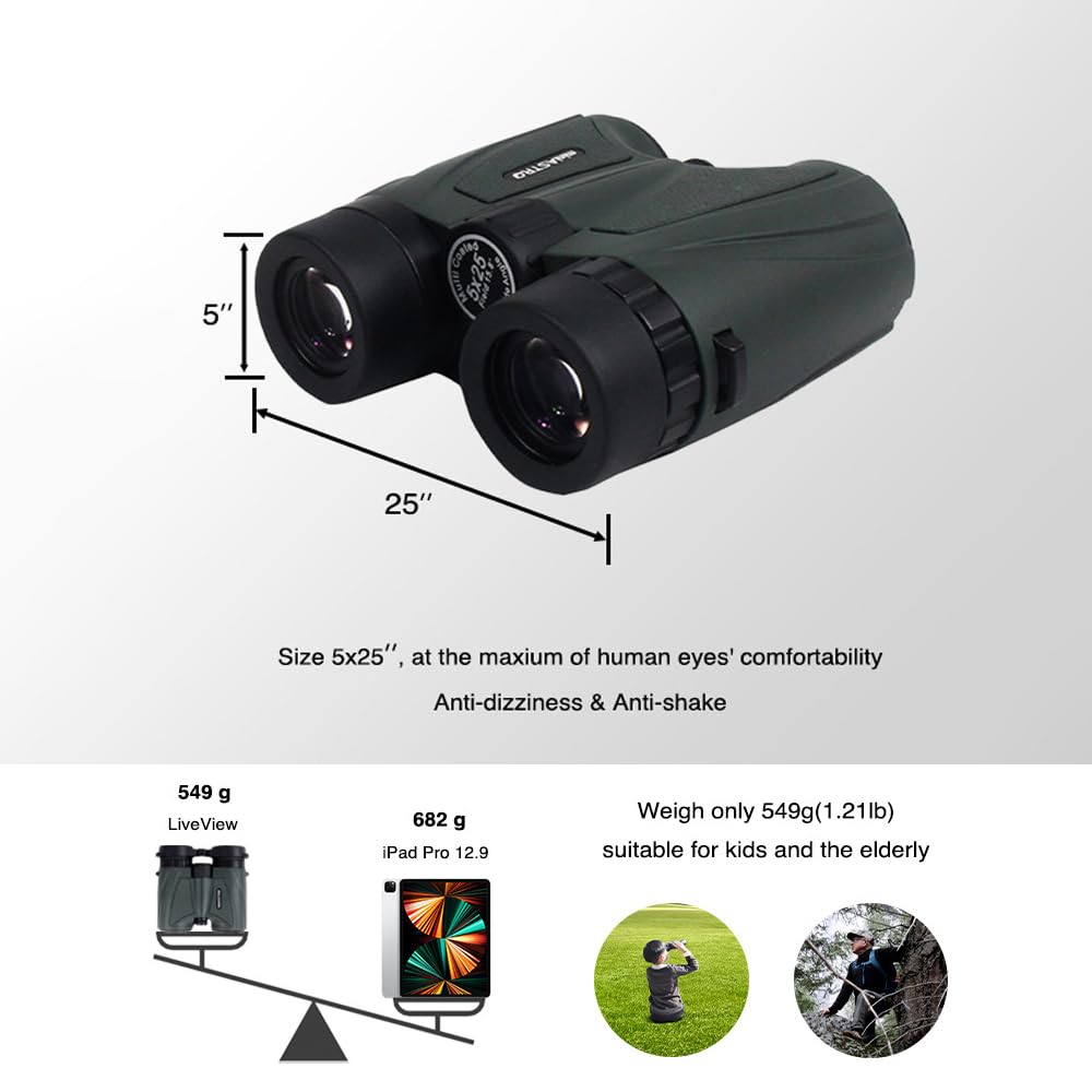 Andoer 5X25 Binoculars Telescope 15.8° Ultra Wide Andle 829Ft/1000Yds Field Of View For Concert Sports Events Bird Watching Wildlife Viewing Camping Hiking