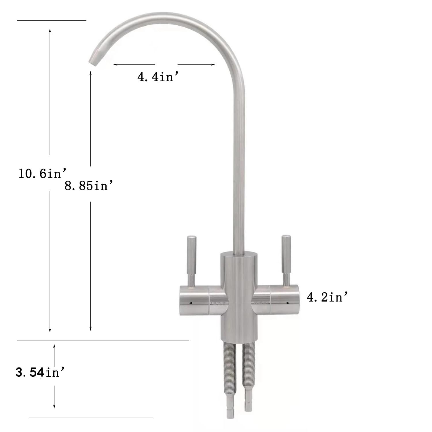 Syjia Two Way Drinking Faucet With Two Handles, Water Purifier Ro Faucet, Stainless Steel Direct Drinking Kitchen Tap For Filters, Sparkling, Cold Water