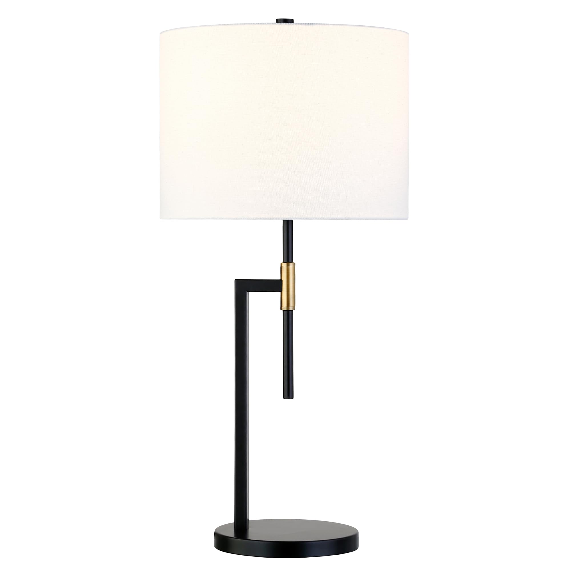 Henn&Hart Nico 25" Tall Table Lamp With Fabric Shade In Matte Black/Brass